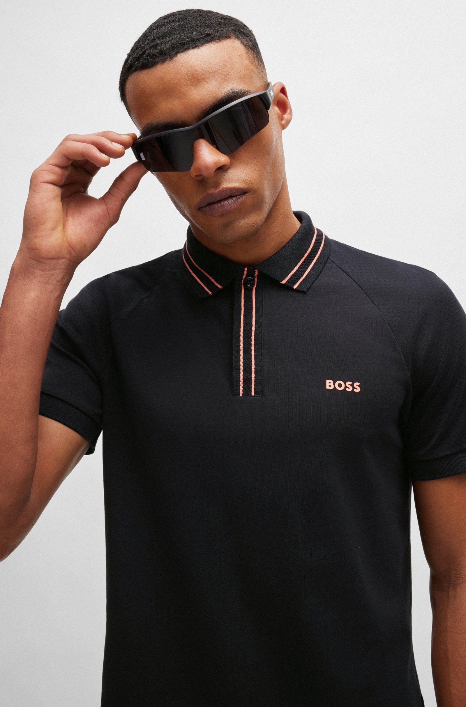 Boss Stretch-Cotton Polo Shirt With Stripes And Logo - Men