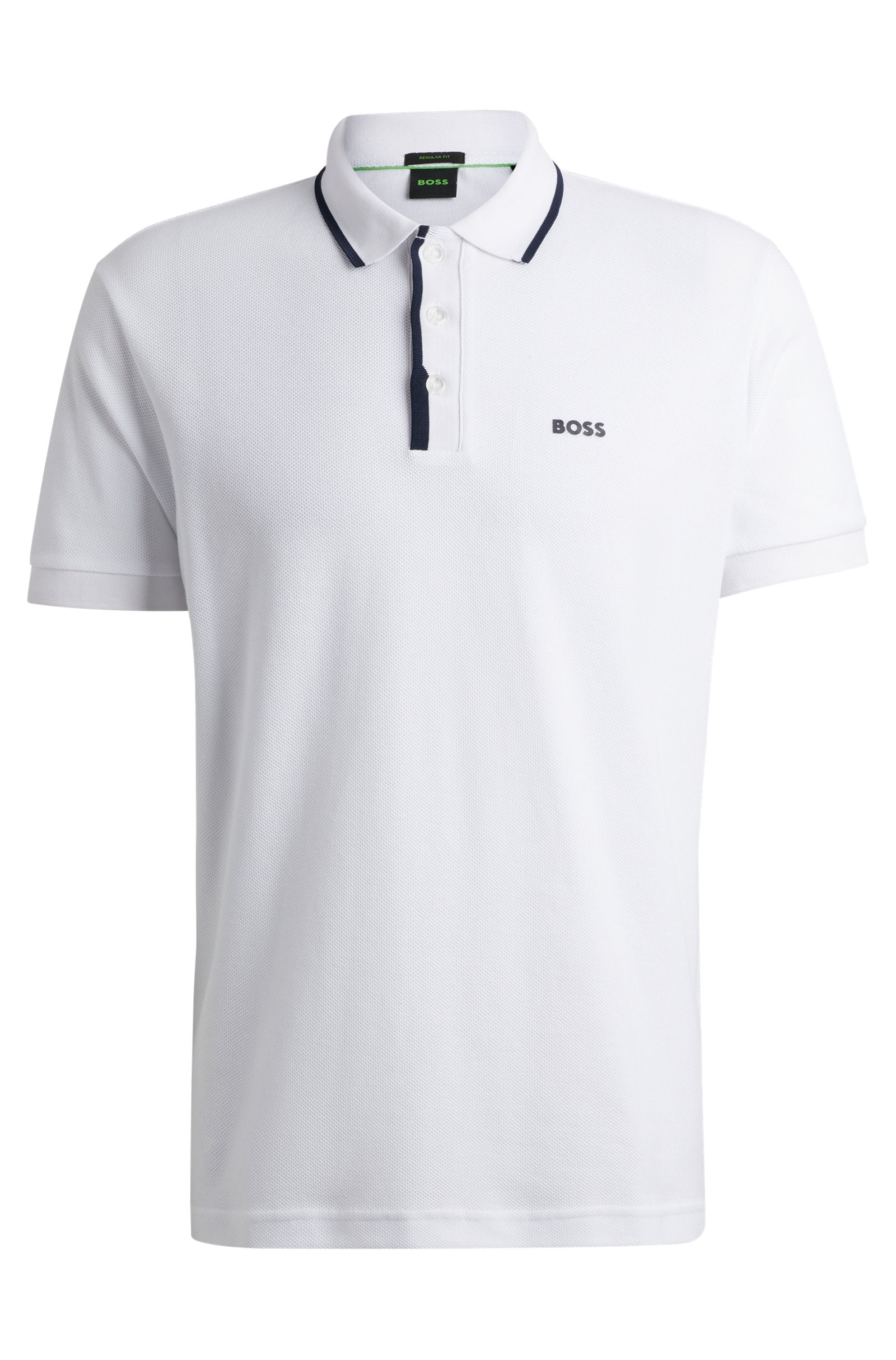 Boss Honeycomb-Cotton Polo Shirt With Contrast Logo - Men