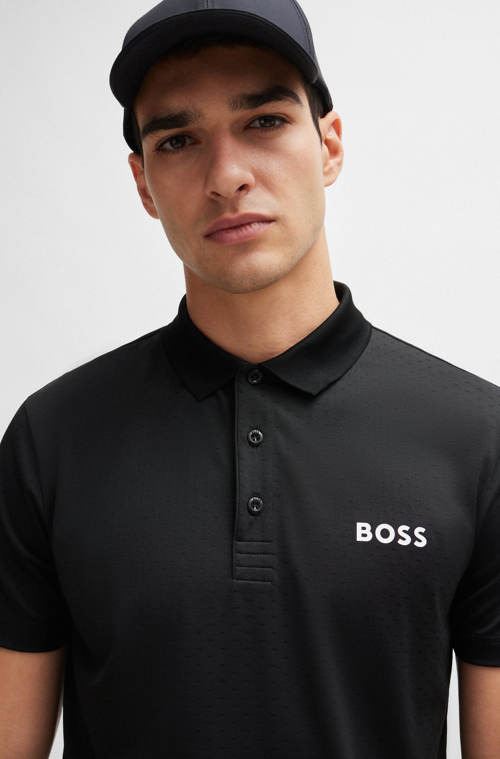 Boss Degrade-Jacquard Polo Shirt With Contrast Logo - Men