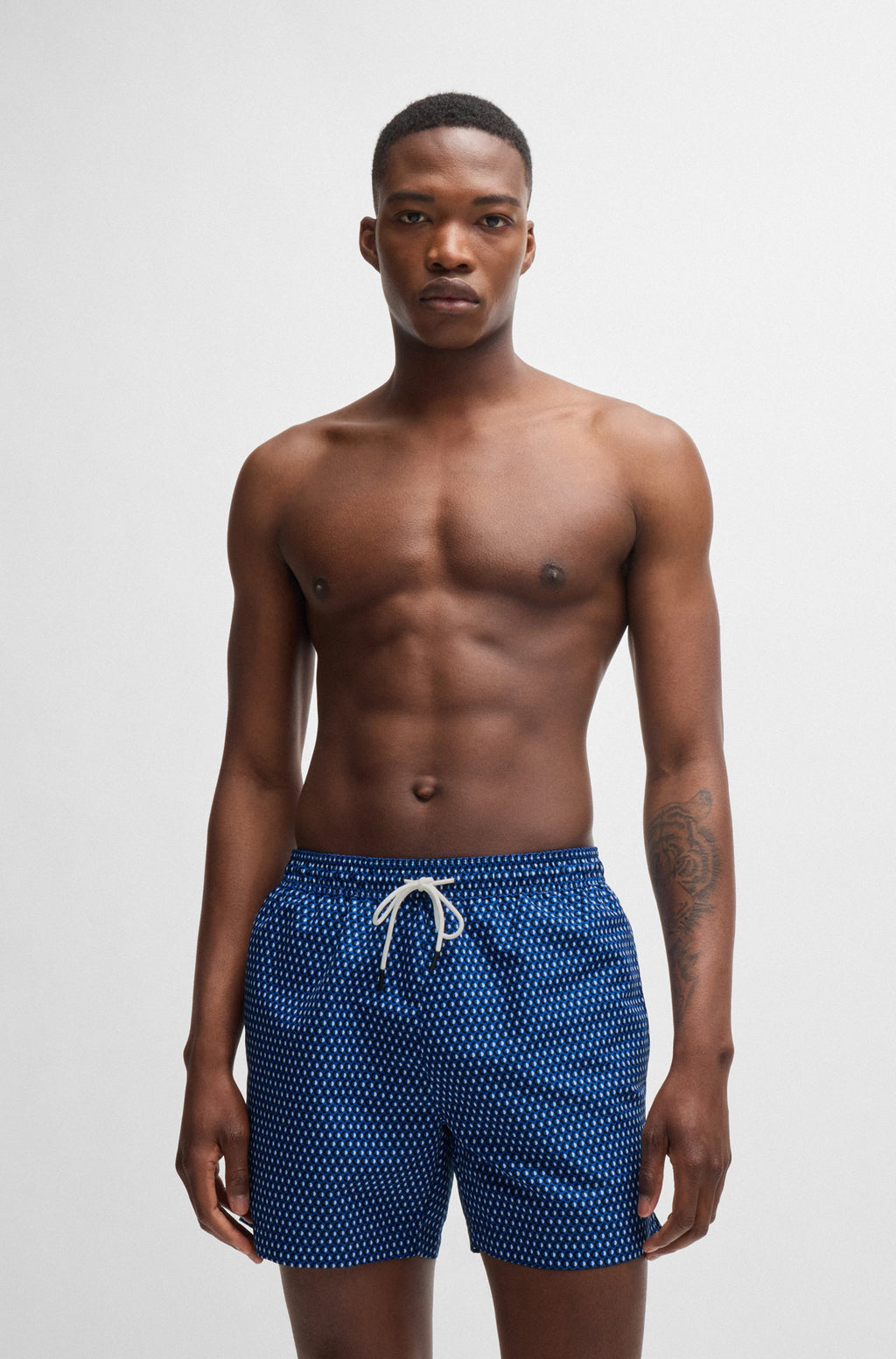 Boss Logo-Label Swim Shorts With Seasonal Pattern - Men