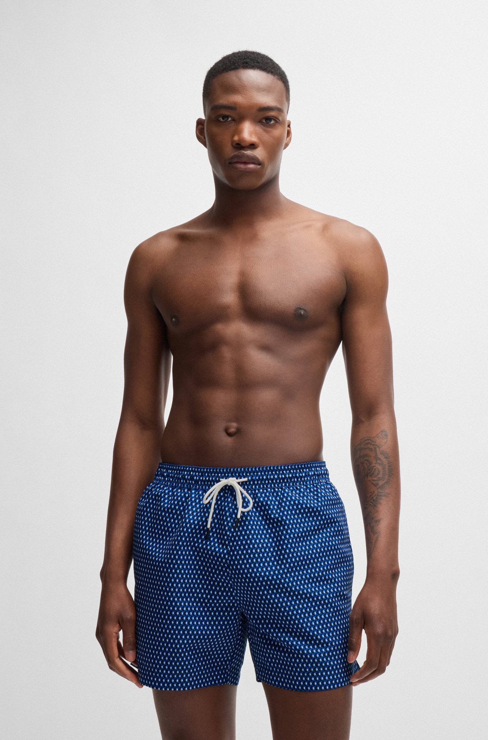 Boss Logo-Label Swim Shorts With Seasonal Pattern - Men