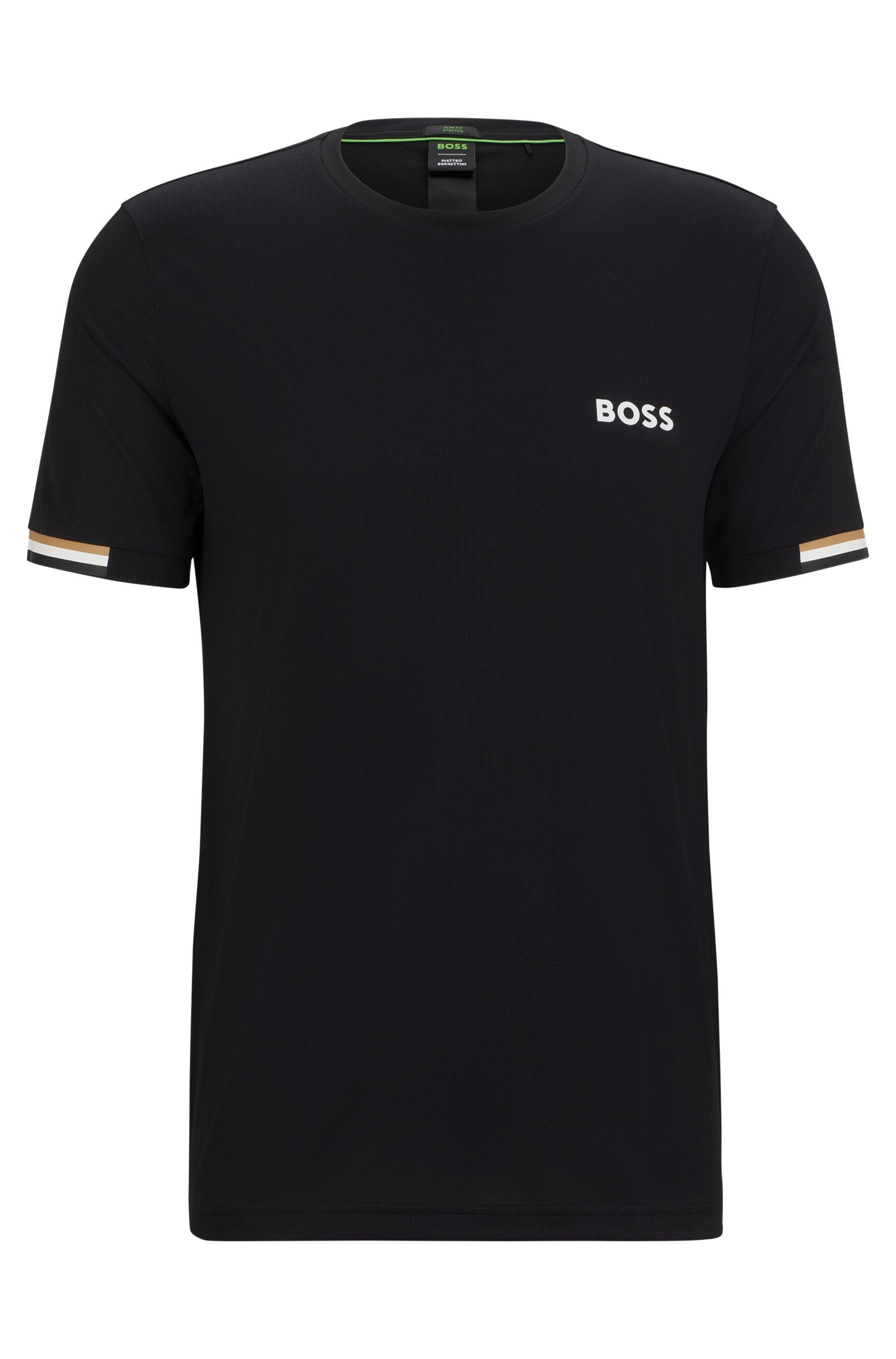 Boss - Boss X Matteo Berrettini Waffle-Fabric T-Shirt With Signature-Stripe Artwork - Men