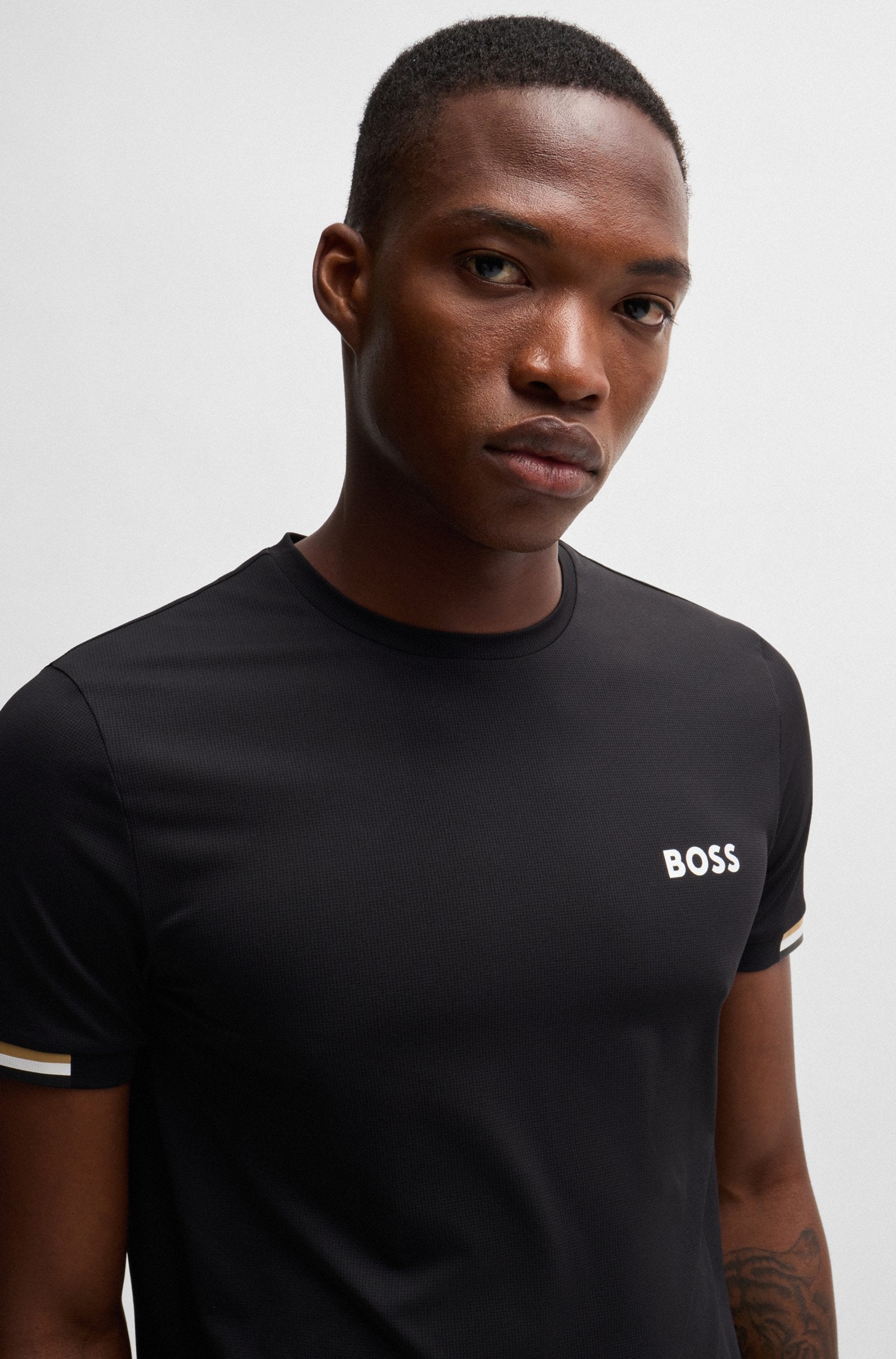 Boss - Boss X Matteo Berrettini Waffle-Fabric T-Shirt With Signature-Stripe Artwork - Men