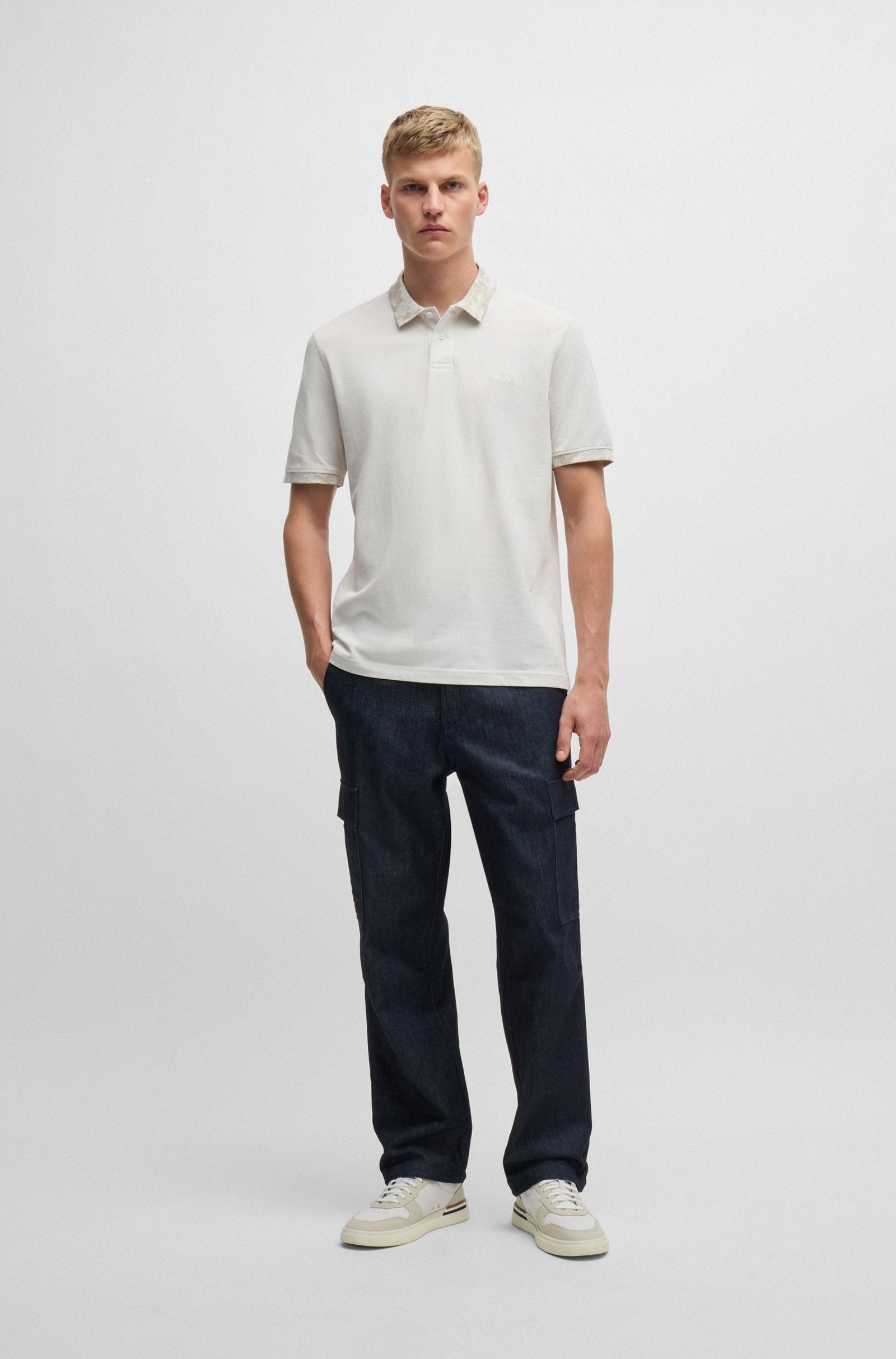 Boss Cotton-Pique Polo Shirt With Camouflage-Print Trims - Men