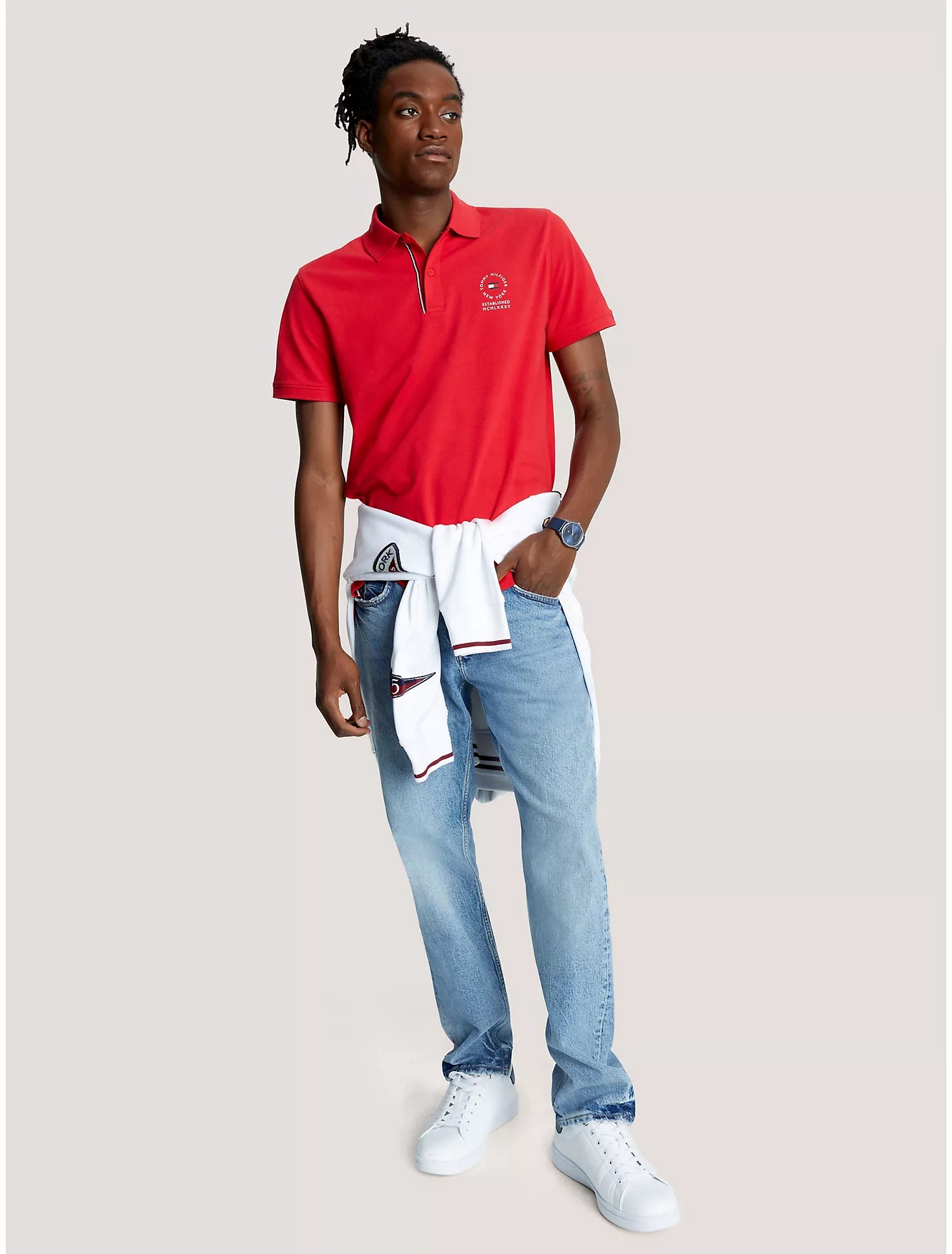 Tommy Hilfiger Regular Fit Round Logo Polo - Men