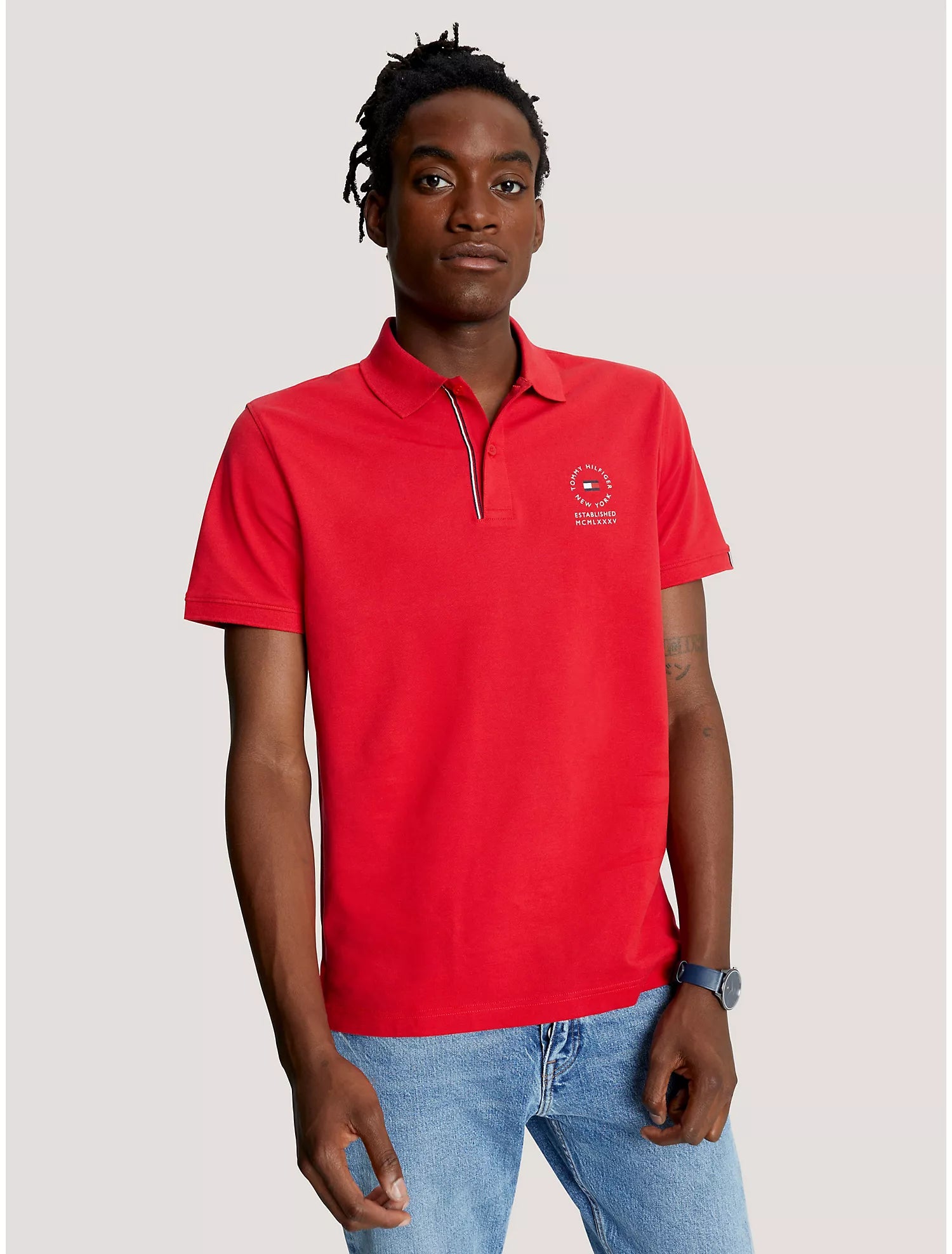Tommy Hilfiger Men Polo Shirts Primary Red- Oshoplin