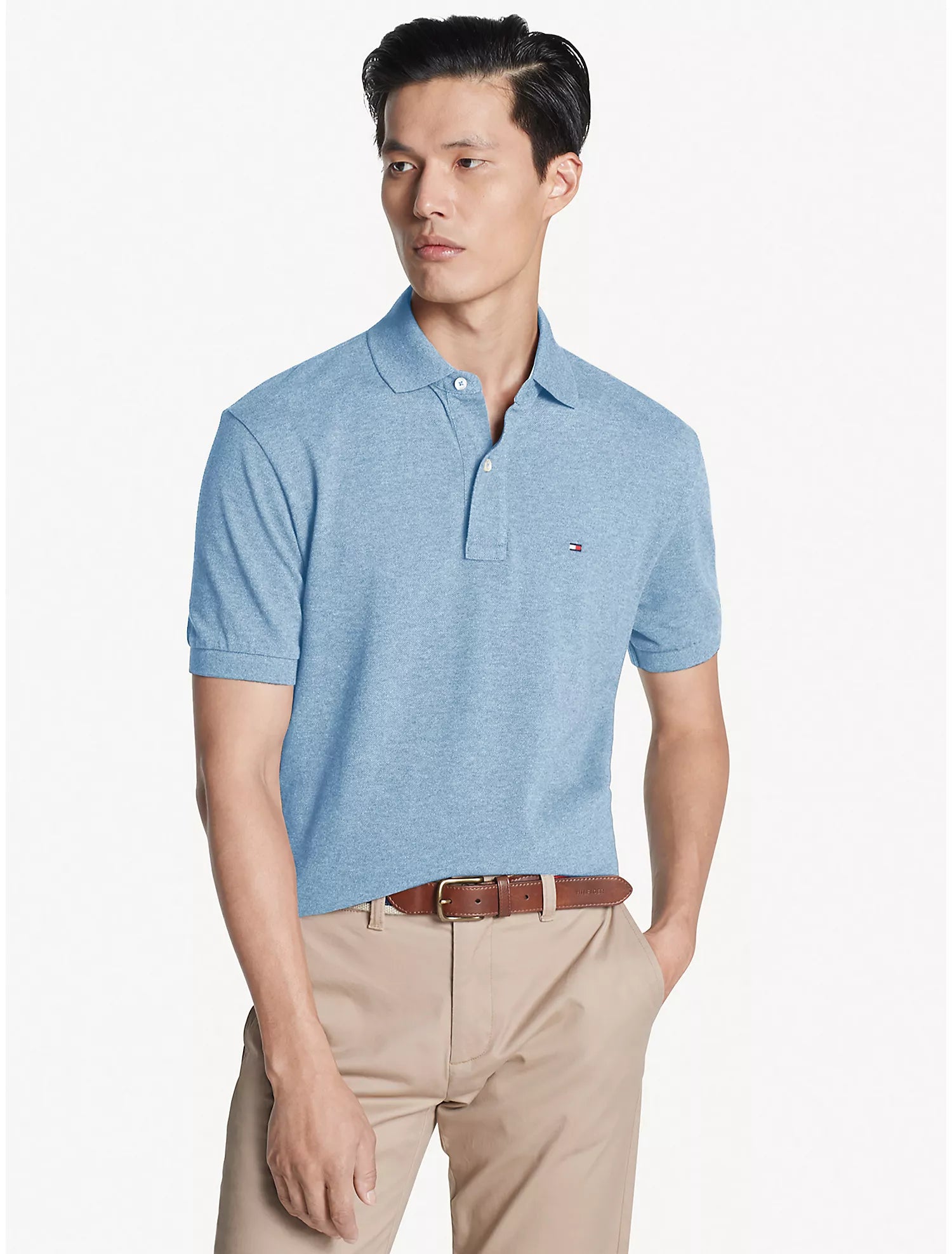 Tommy Hilfiger Men Polo Shirts Medium Blue Heather- Oshoplin