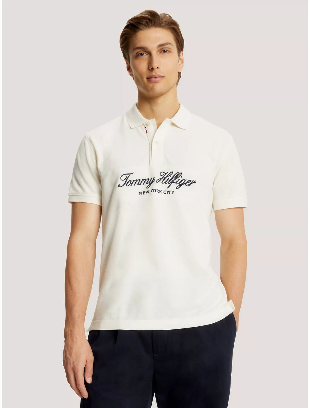 Tommy Hilfiger Regular Fit Embroidered Nyc Script Polo - Men