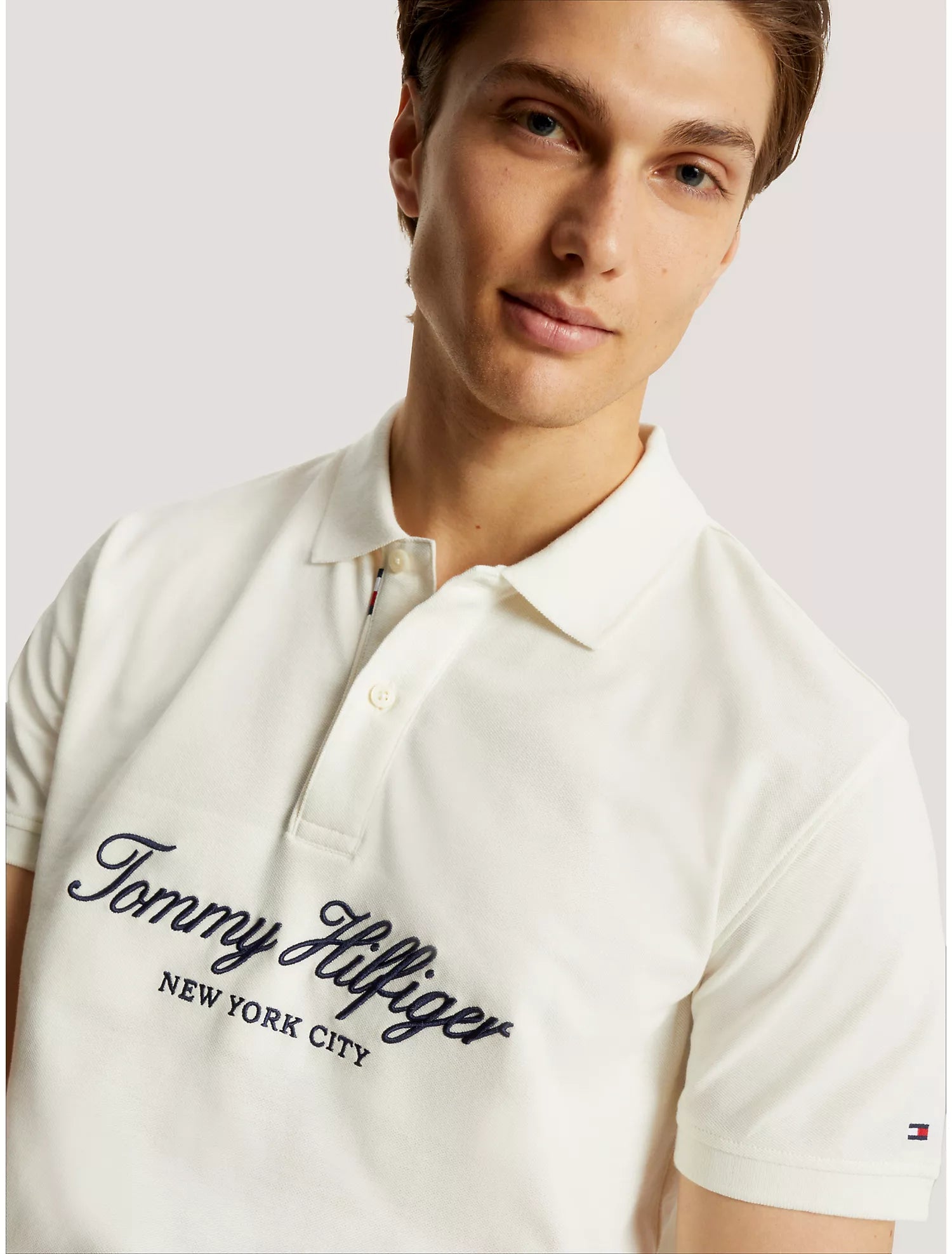 Tommy Hilfiger Regular Fit Embroidered Nyc Script Polo - Men