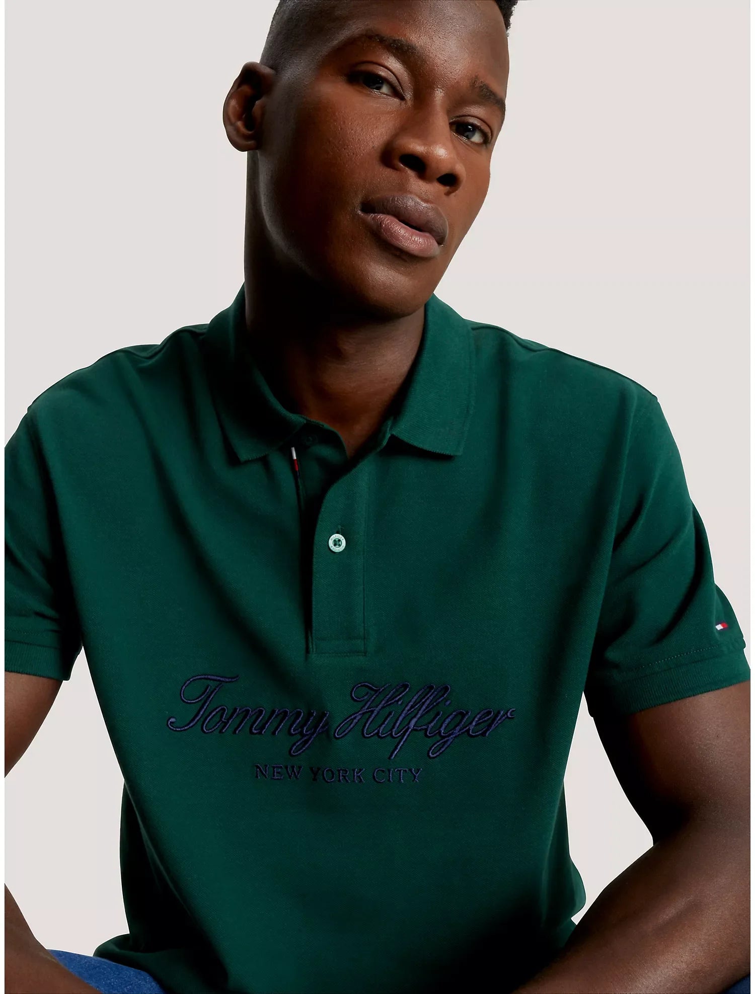 Tommy Hilfiger Regular Fit Embroidered Nyc Script Polo - Men