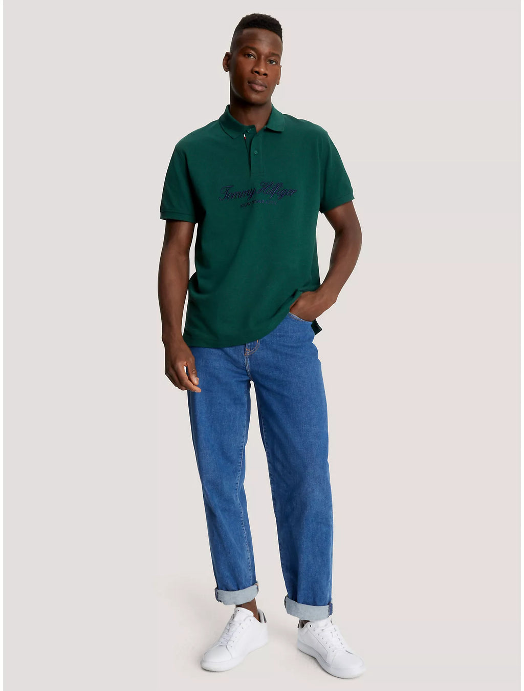 Tommy Hilfiger Regular Fit Embroidered Nyc Script Polo - Men