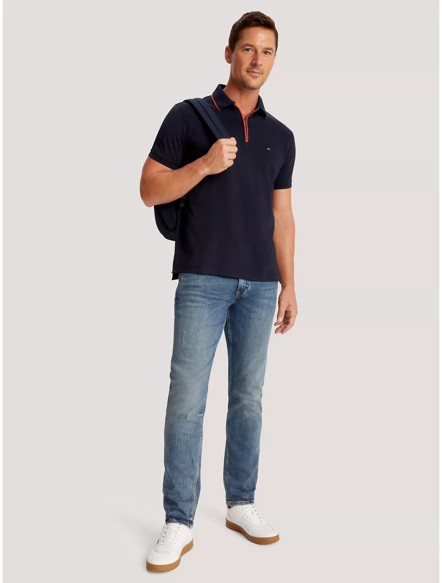 Tommy Hilfiger Regular Fit Interlock Zip Polo - Men