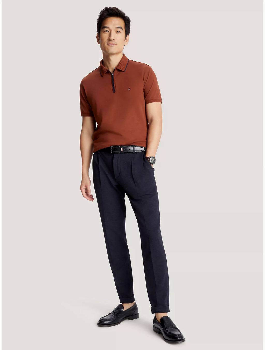 Tommy Hilfiger Regular Fit Interlock Zip Polo - Men