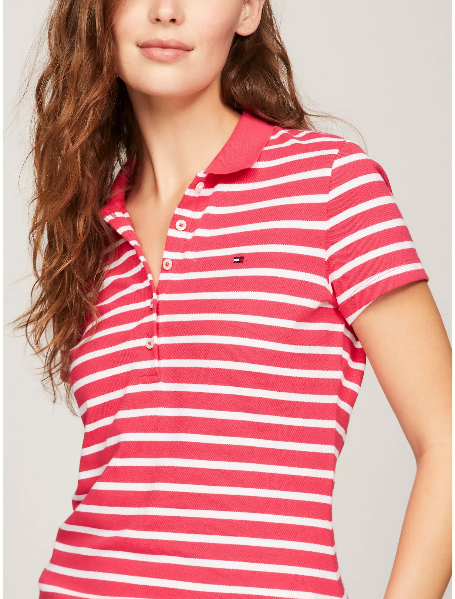 Tommy Hilfiger Slim Fit Stripe Stretch Cotton Polo - Women
