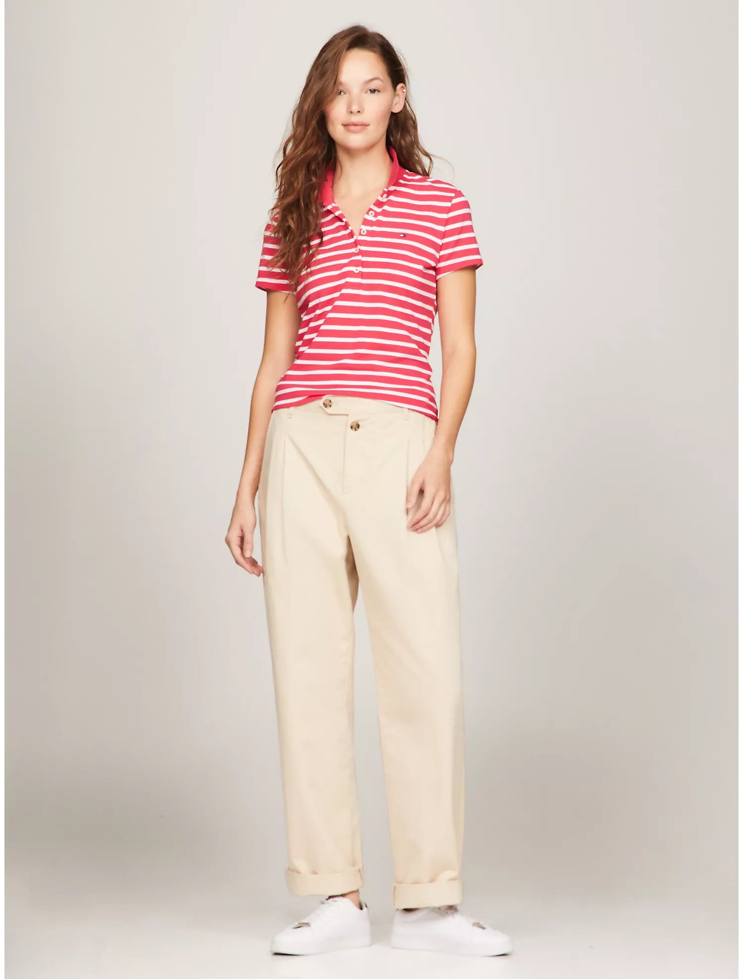 Tommy Hilfiger Slim Fit Stripe Stretch Cotton Polo - Women