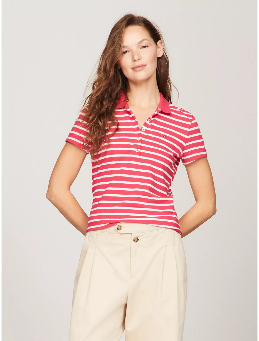 Tommy Hilfiger Women Polo Shirts Pink Splendor Multi- Oshoplin