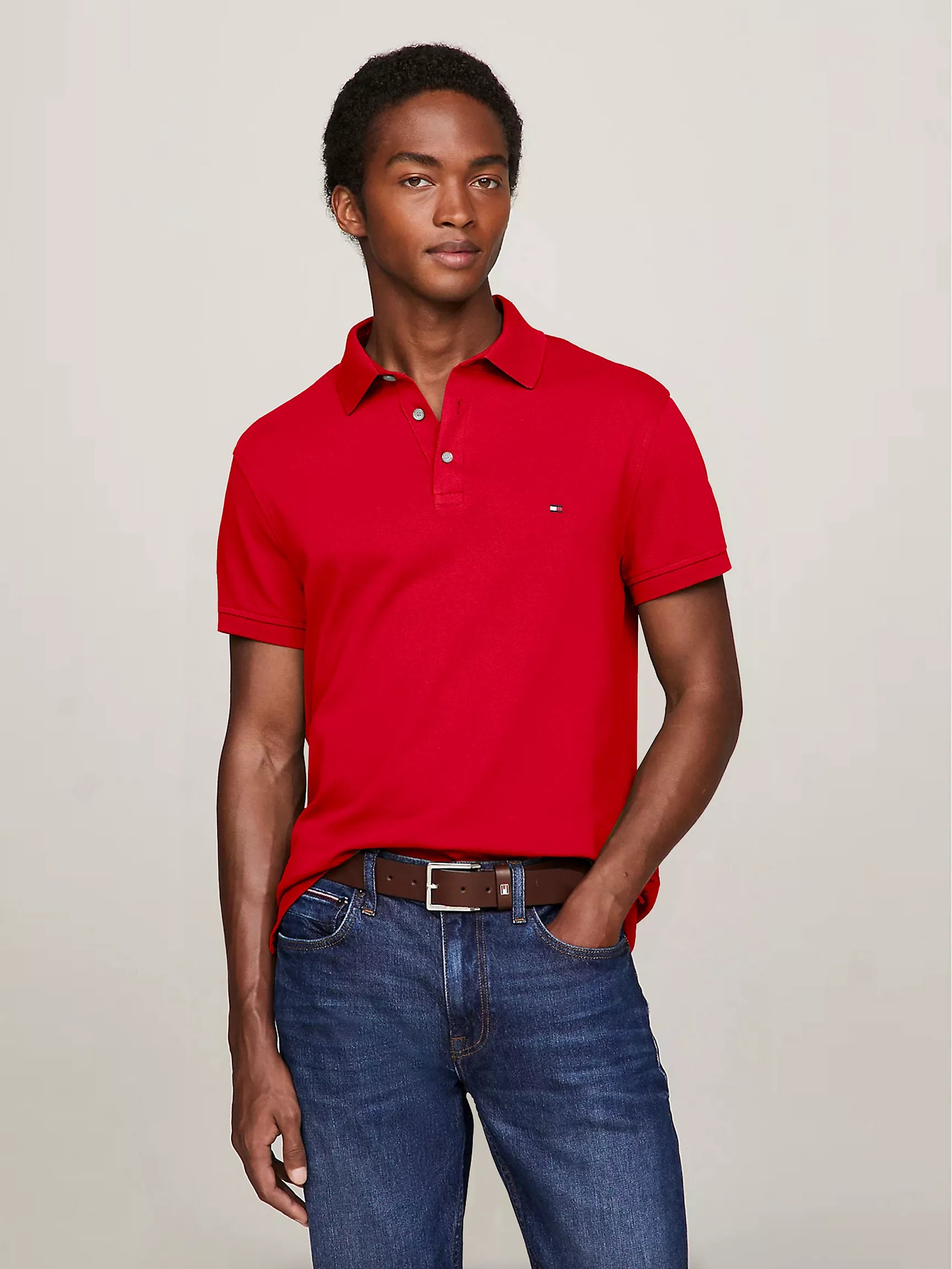 Tommy Hilfiger Men Polo Shirts Primary Red- Oshoplin