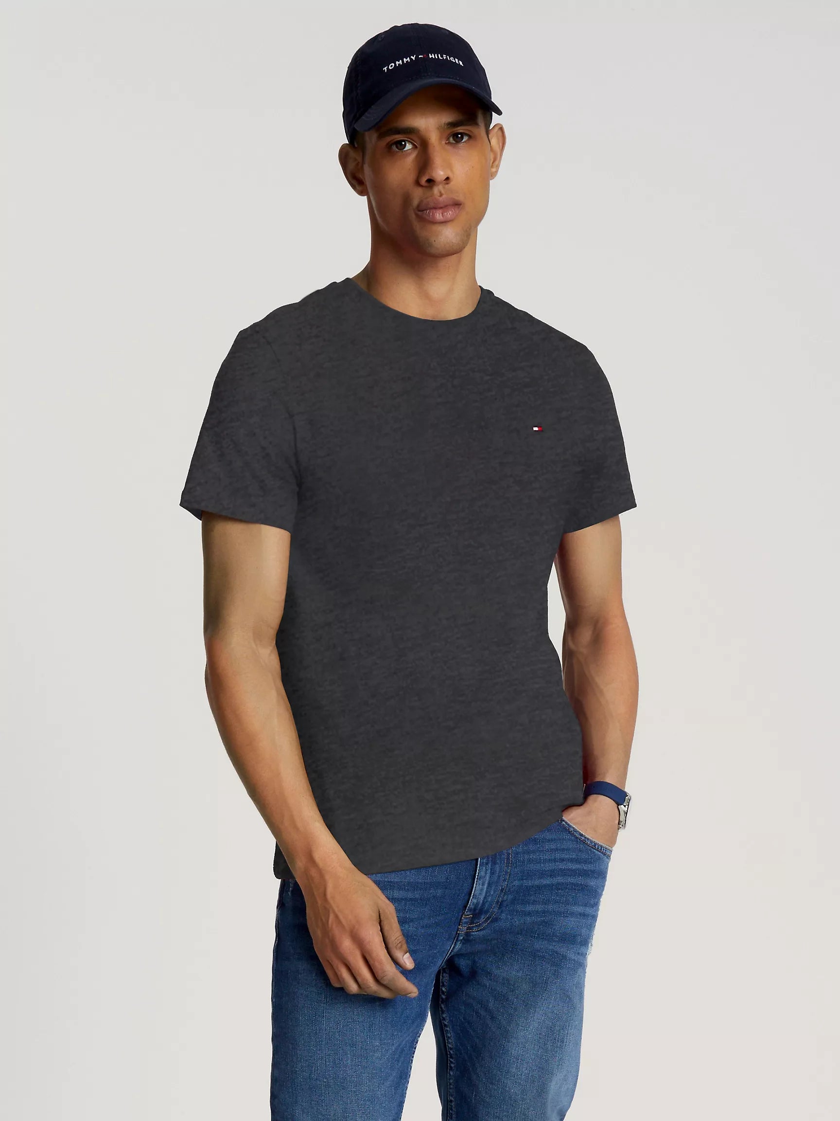 Tommy Hilfiger Men T-Shirts Charcoal Grey Heather- Oshoplin