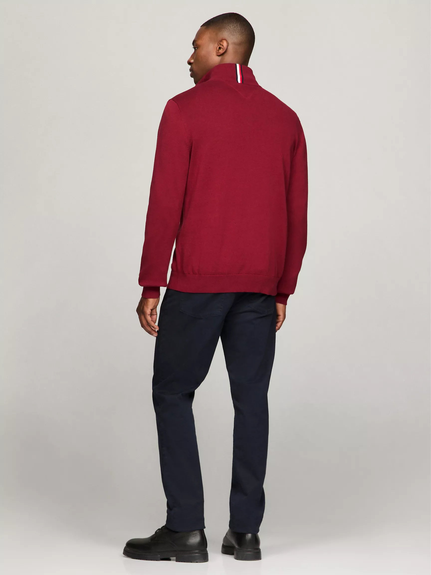 Tommy Hilfiger Solid Logo Quarter-Zip Sweater - Men