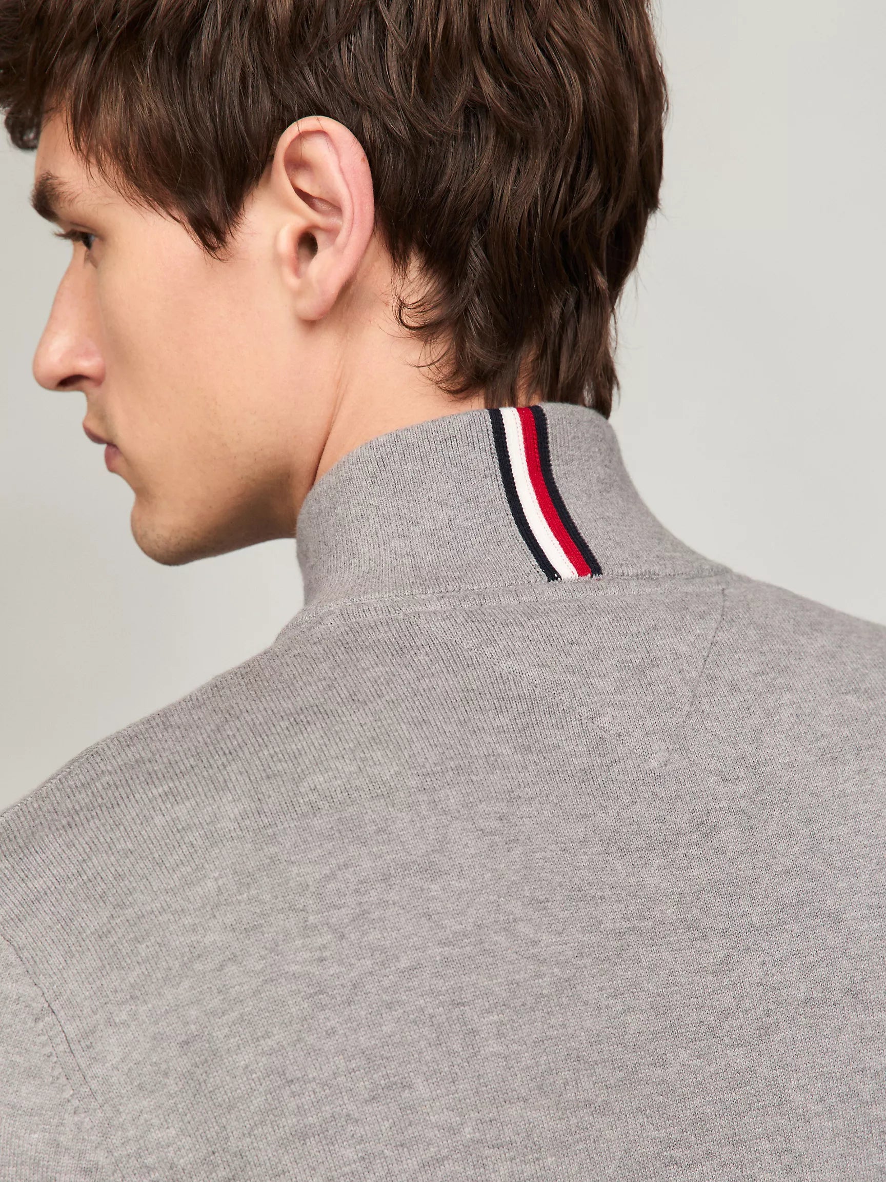 Tommy Hilfiger Solid Logo Quarter-Zip Sweater - Men