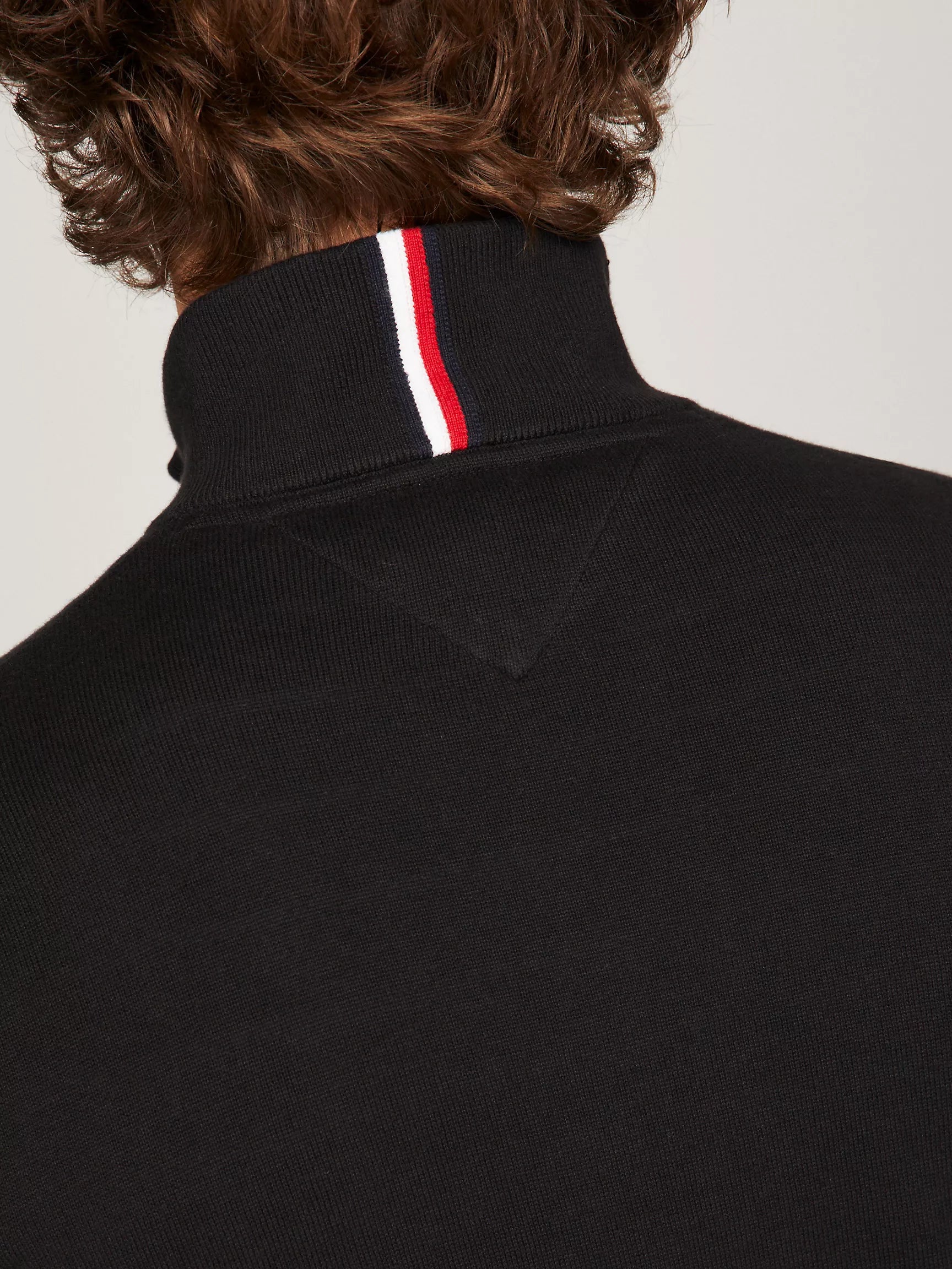 Tommy Hilfiger Solid Logo Quarter-Zip Sweater - Men