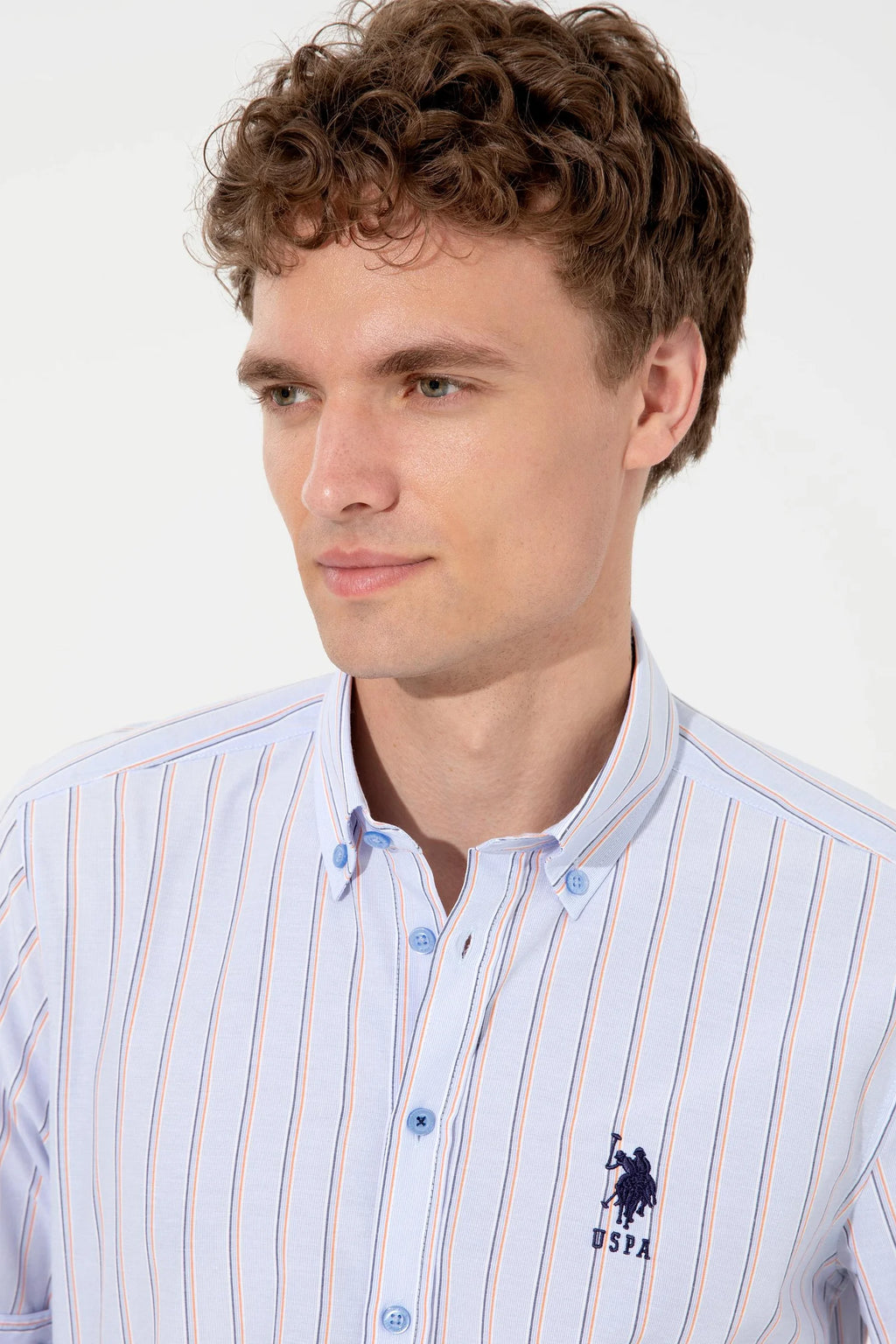 US Polo Assn. Regular Big Strips Shirt Long Sleeve USPA Logo - Men