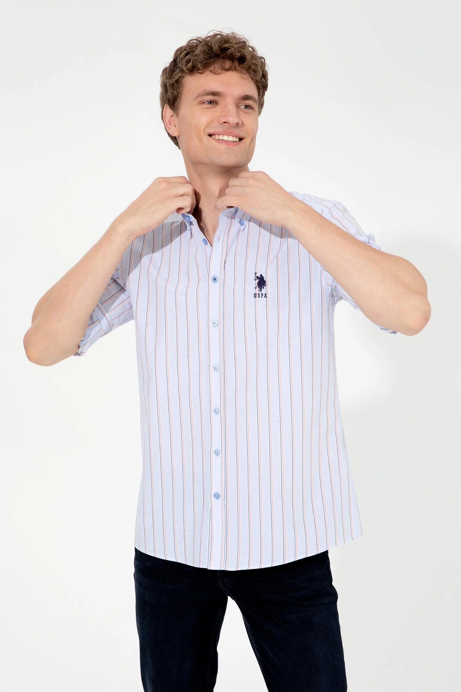 US Polo Assn. Regular Big Strips Shirt Long Sleeve USPA Logo - Men