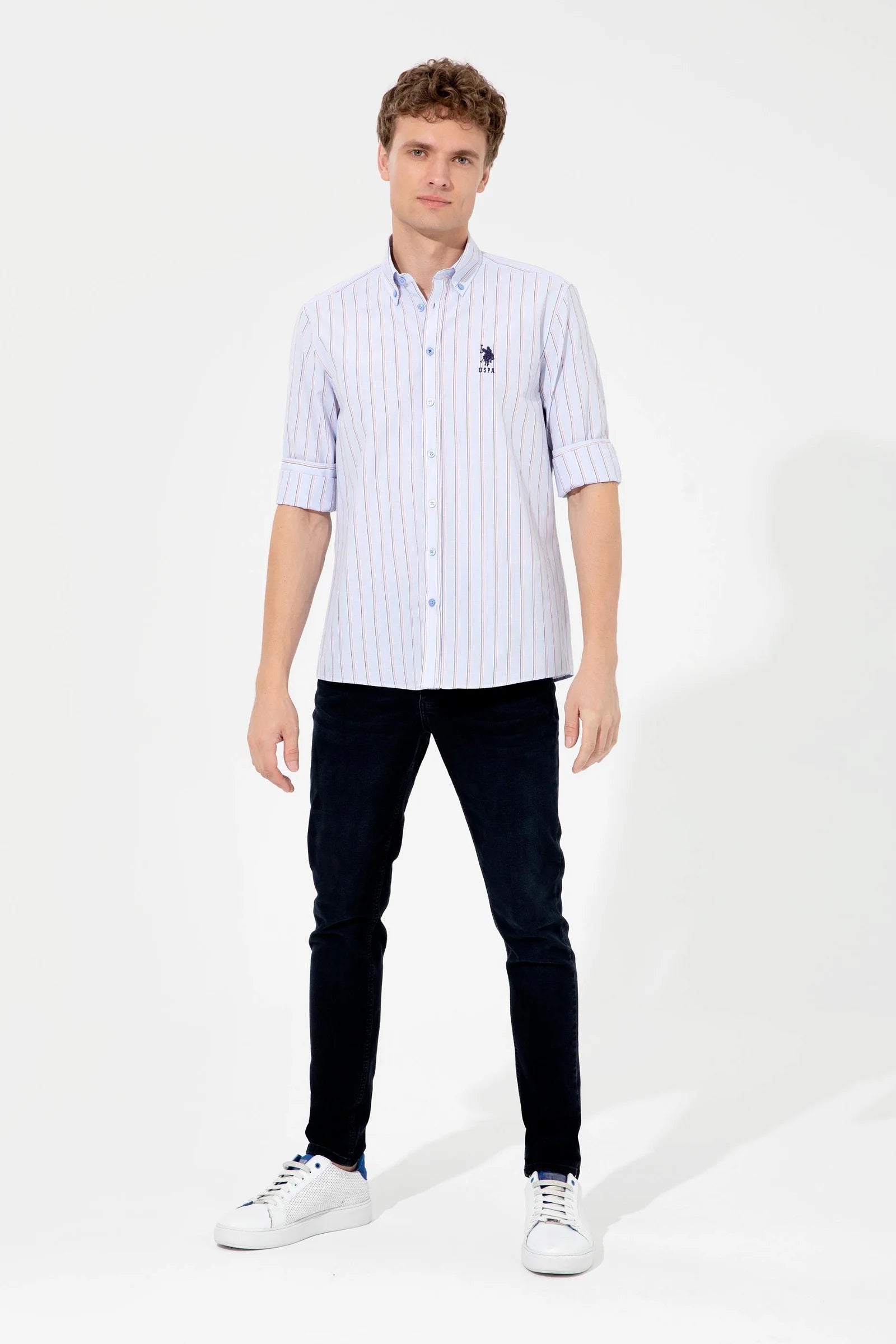 US Polo Assn. Regular Big Strips Shirt Long Sleeve USPA Logo - Men
