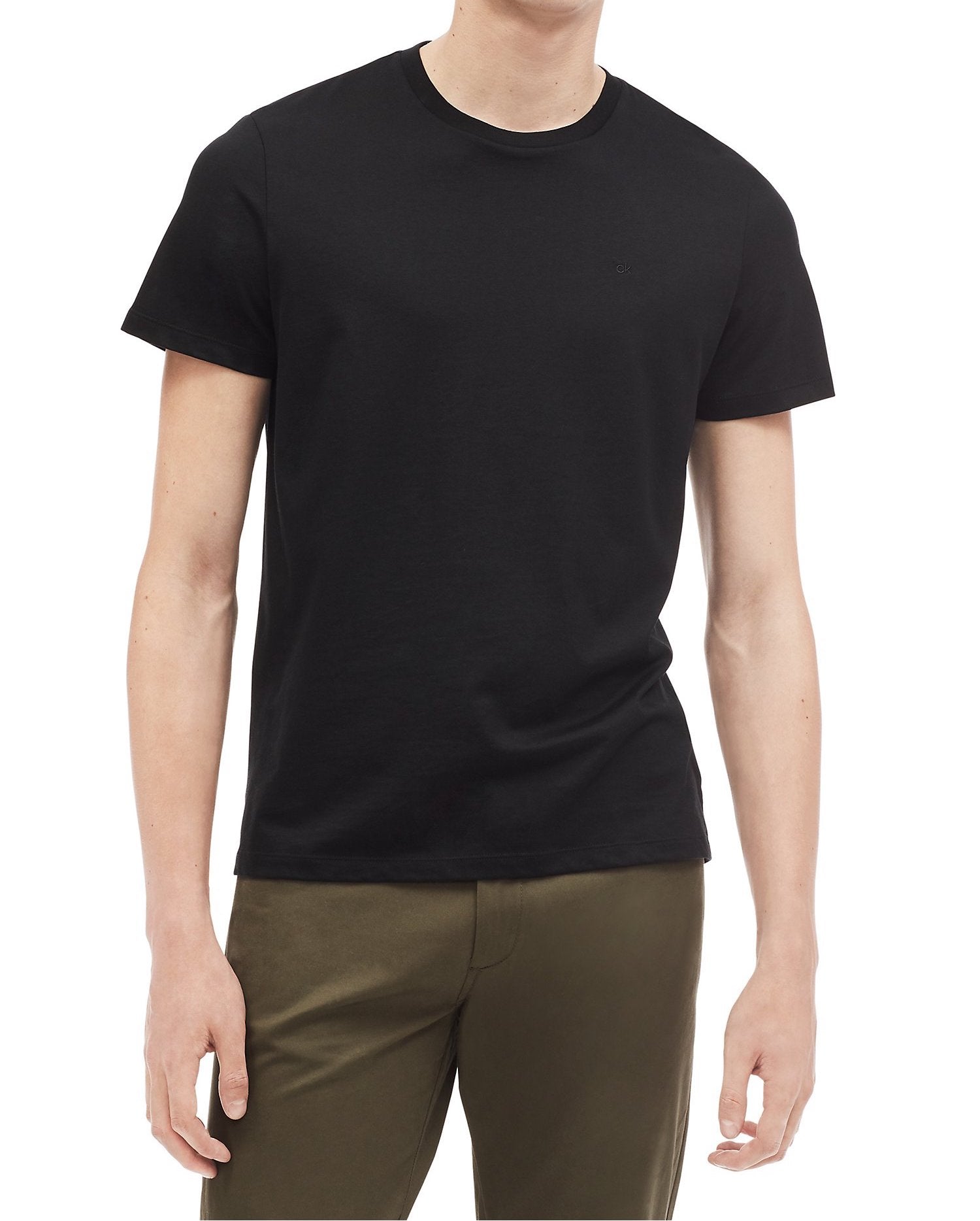 Calvin Klein Regular Fit Solid Crewneck Logo T-Shirt - Men