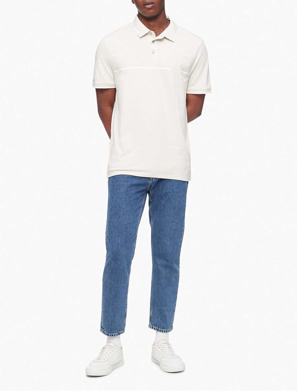 Calvin Klein Men Polo Shirts Silver Birch- Oshoplin