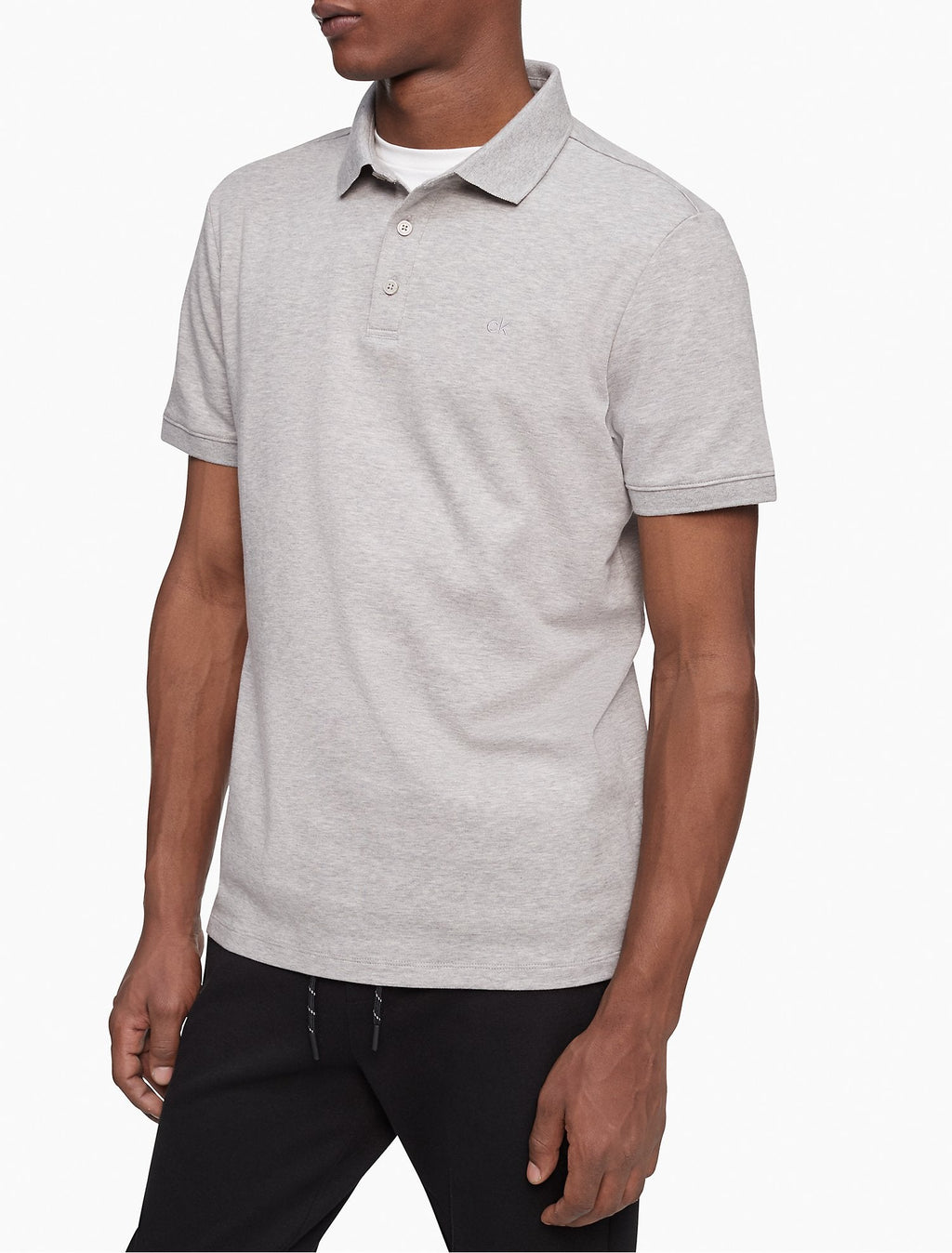 Calvin Klein Liquid Touch Heathered Polo Shirt - Men