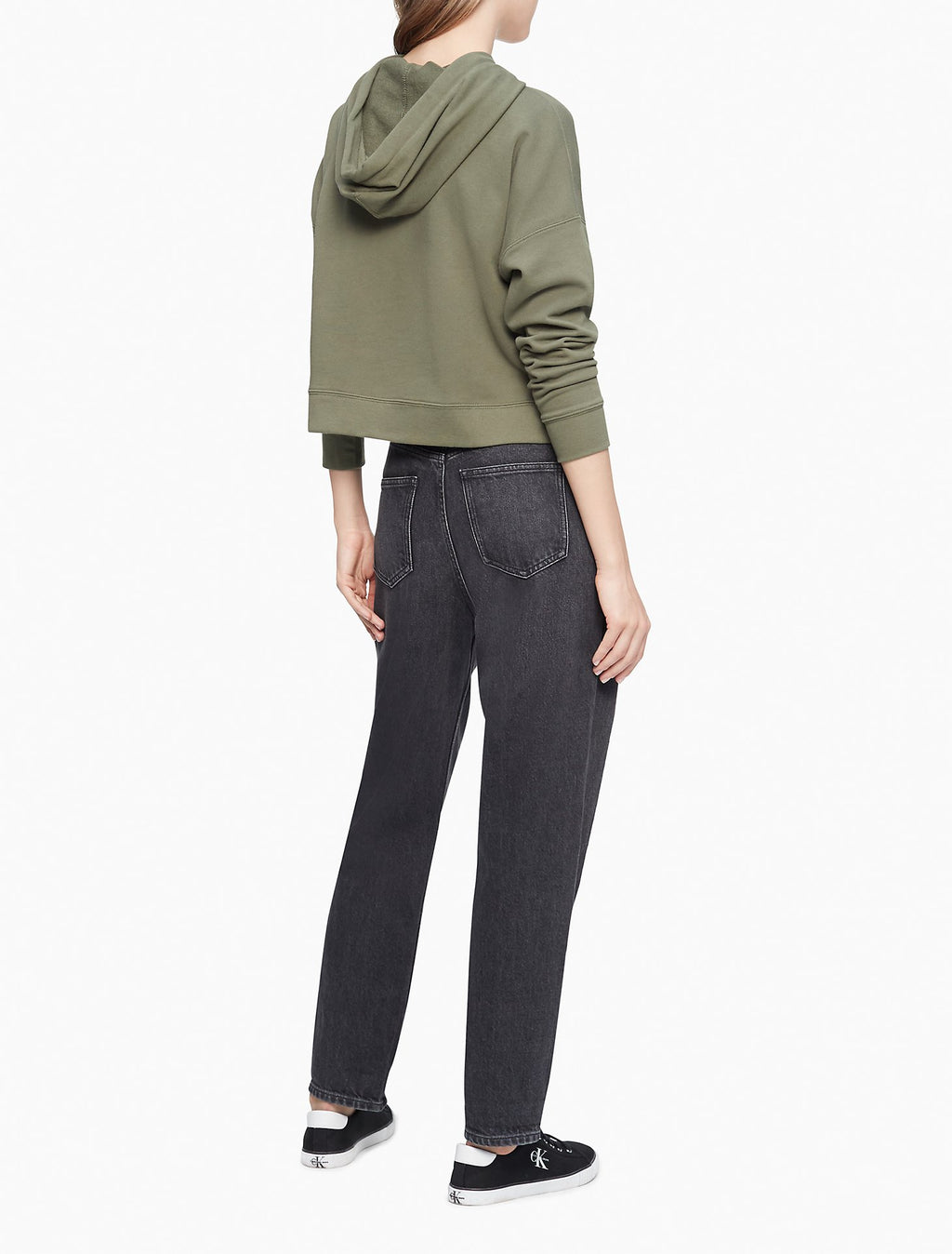 Calvin Klein Micro Monogram Logo Cropped Hoodie