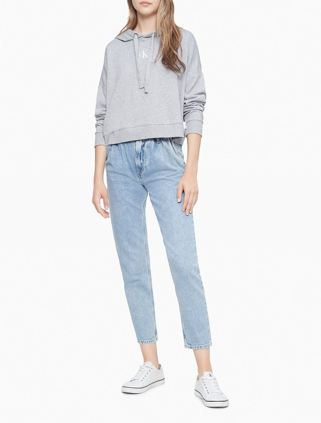 Calvin Klein Women Hoodies + Sweatshirts Pearl Grey Heather- Oshoplin