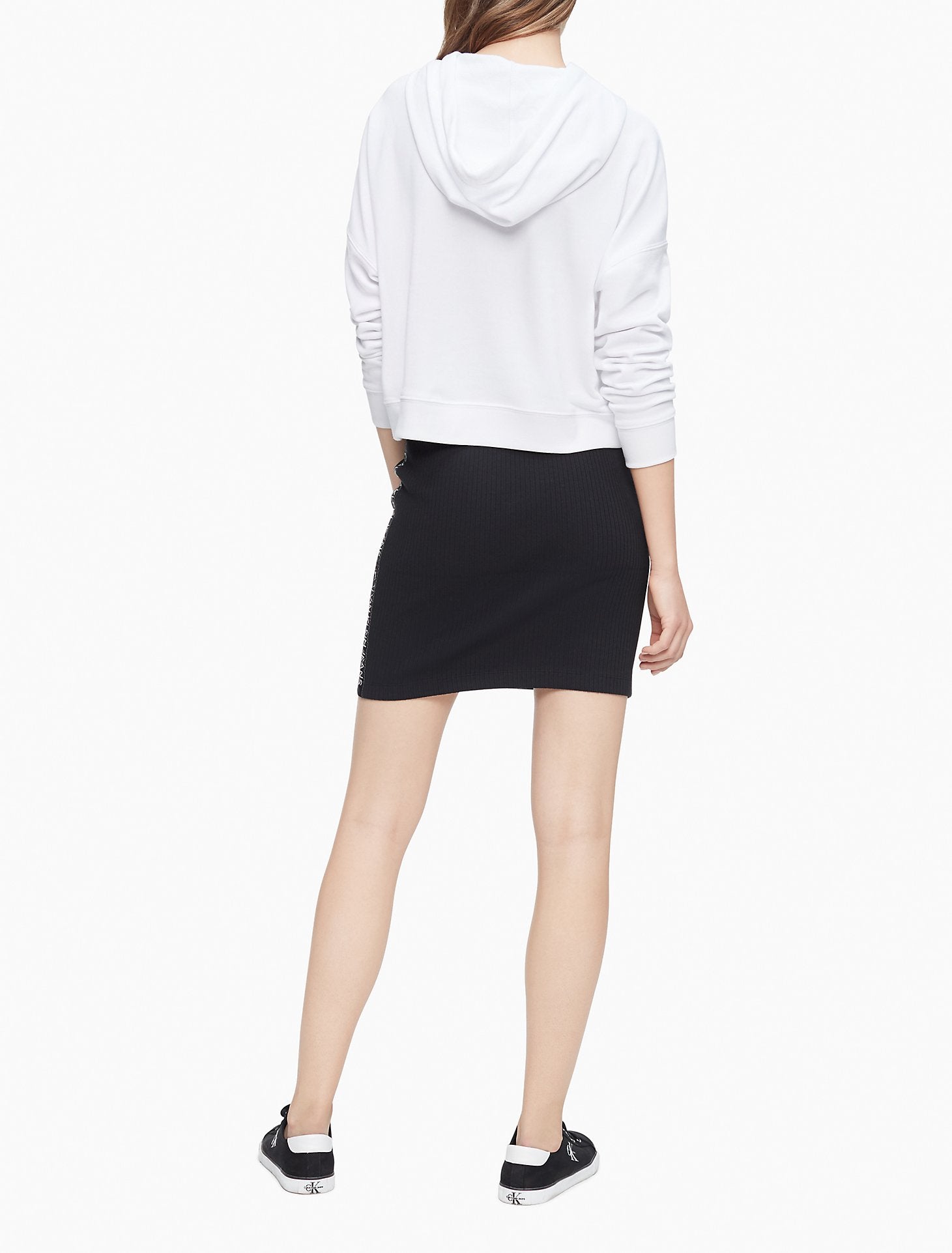Calvin Klein Micro Monogram Logo Cropped Hoodie - Women