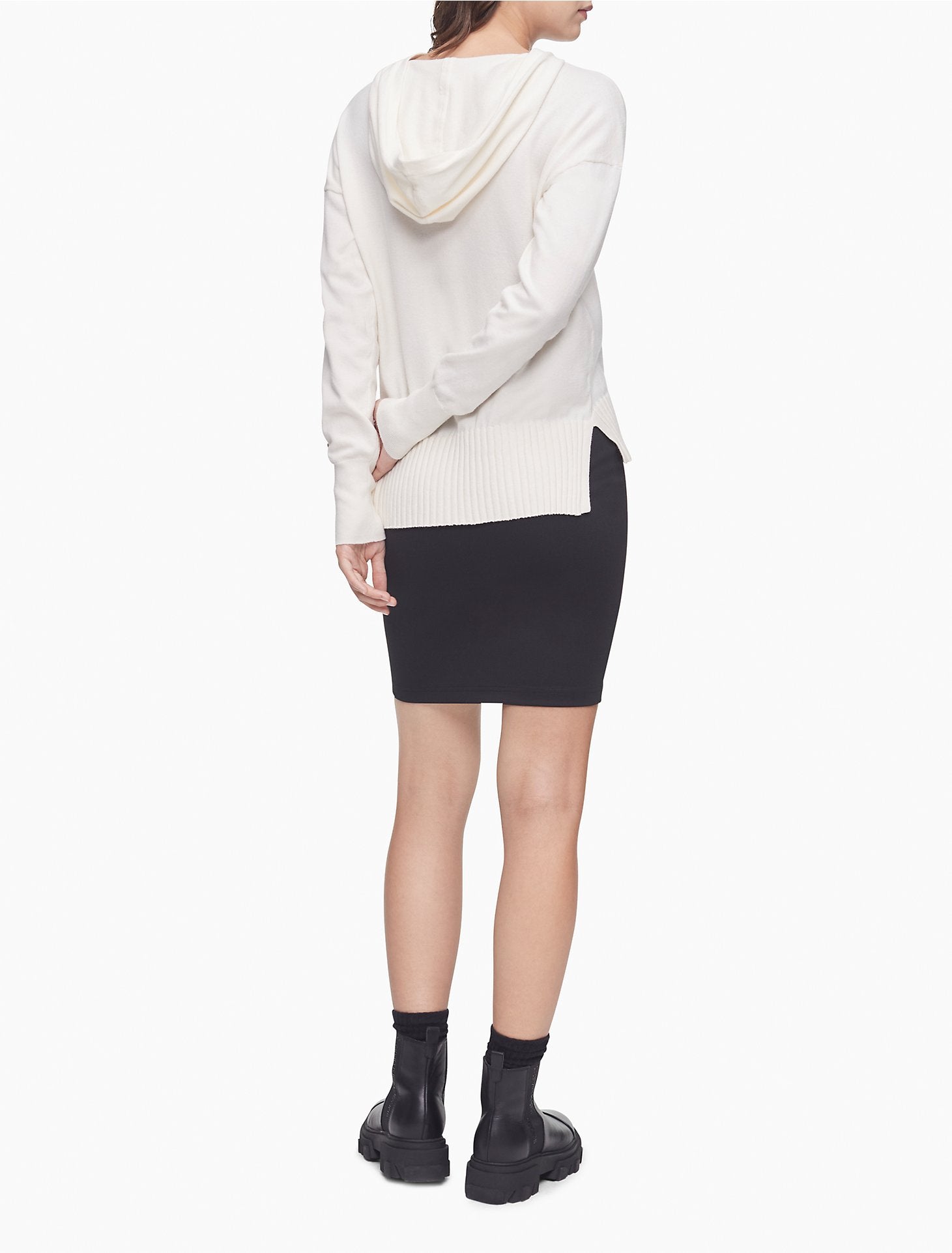 Calvin Klein Monogram Logo Patch Hooded Sweater - Women