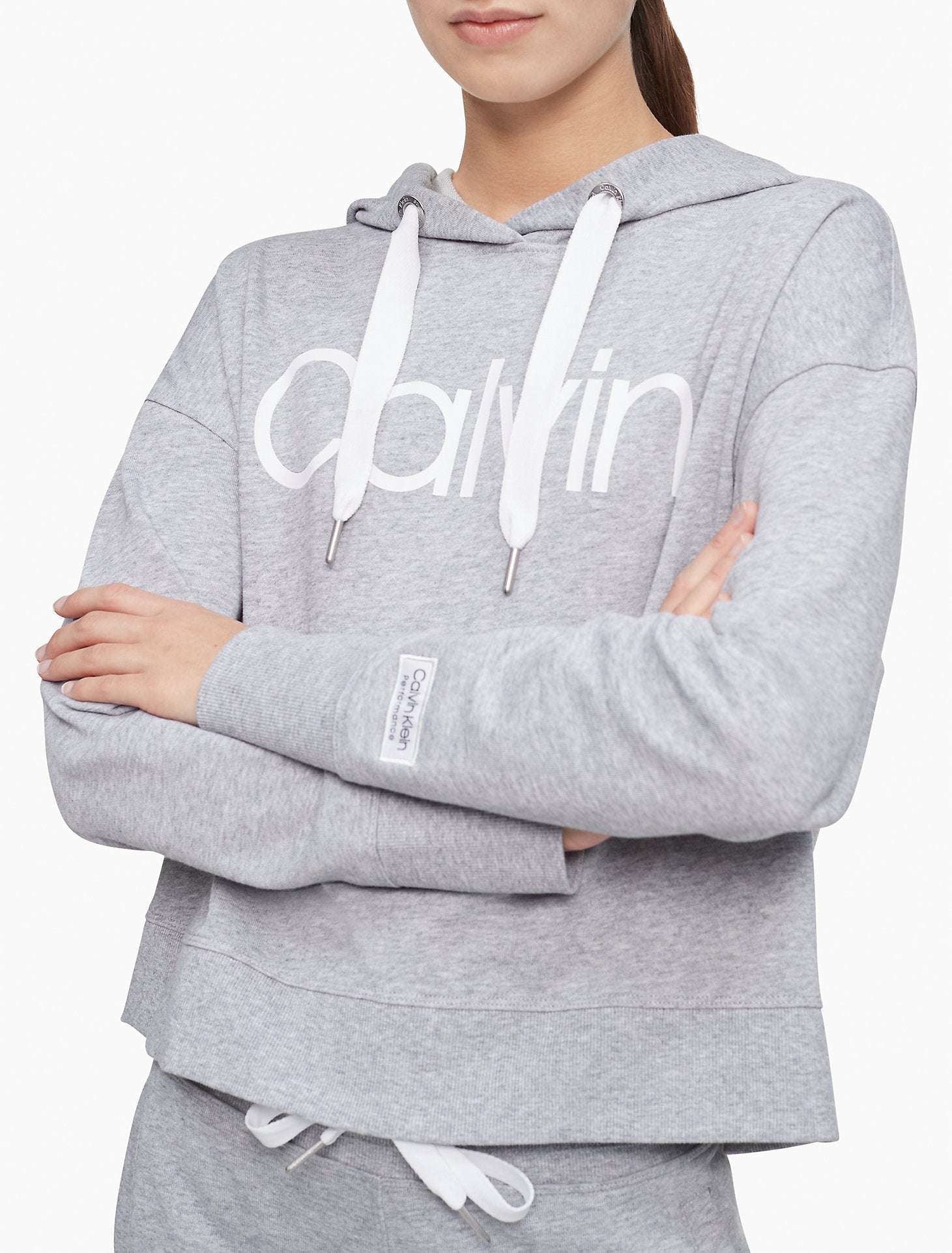 Calvin Klein Performance Boxy Fit Logo Cropped Hoodie Women