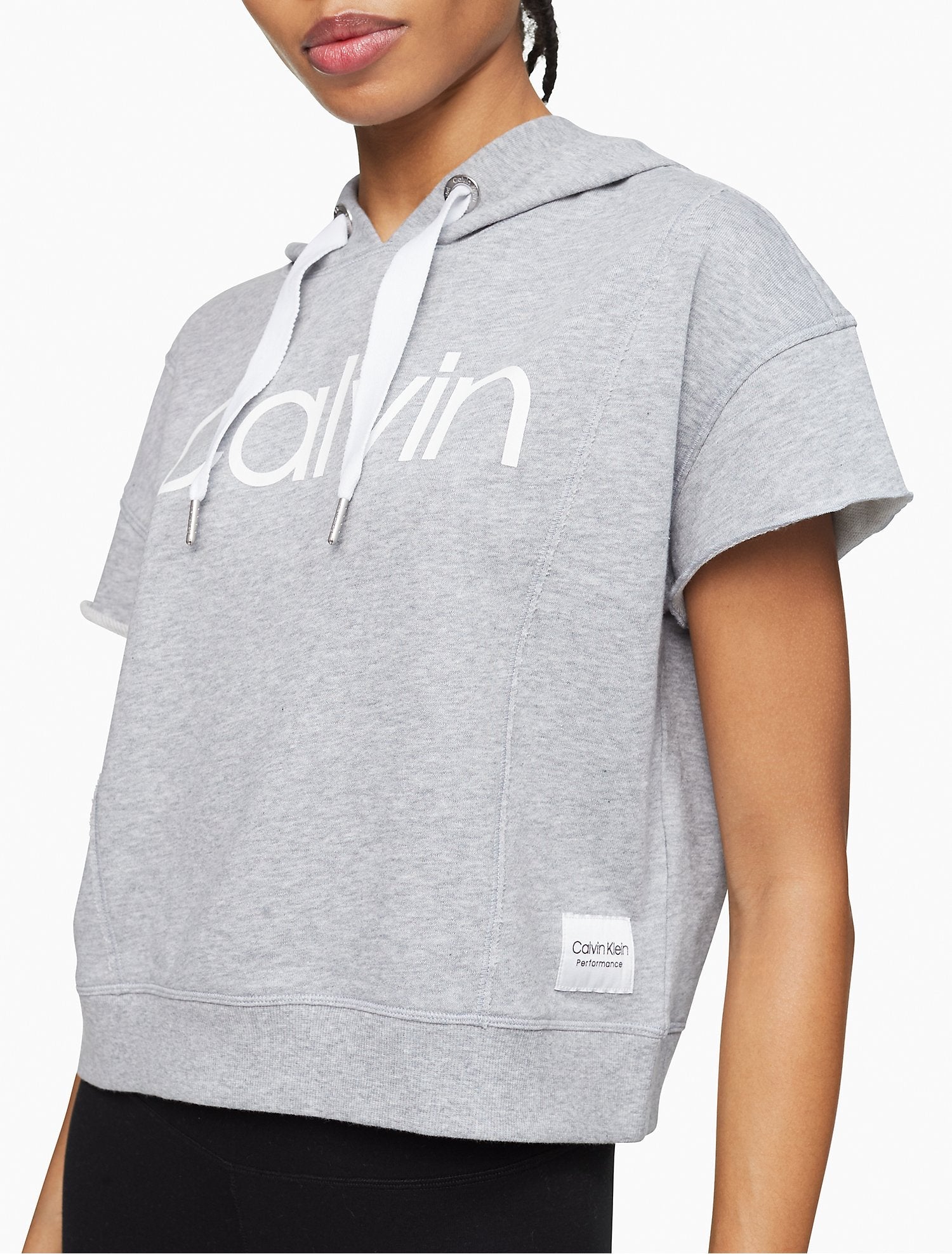 Calvin Klein Performance Logo Cap Sleeve Hoodie - Women