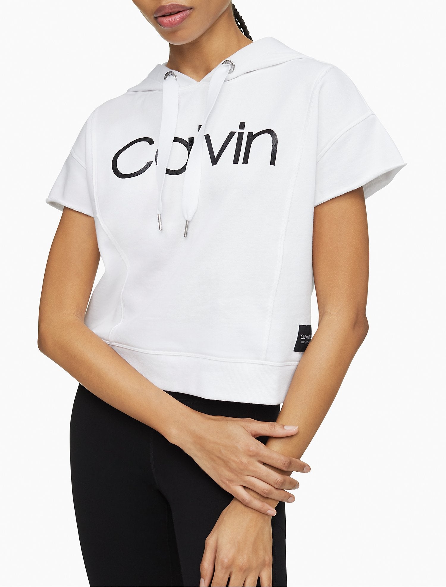 Calvin Klein Performance Logo Cap Sleeve Hoodie - Women