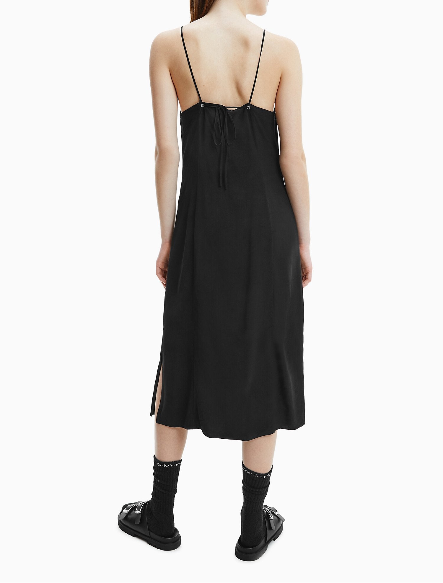 Calvin Klein Monogram Logo Halter Tie Neck Maxi Dress - Women