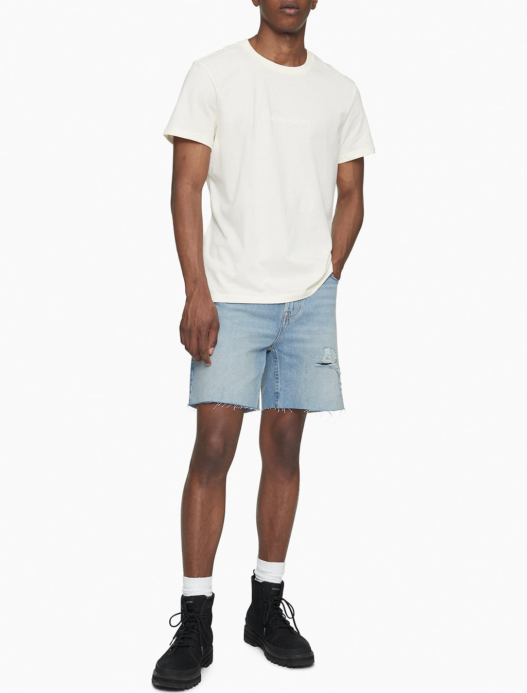 Calvin Klein Classic Fit Blake Distressed Cut-Off Jean Shorts - Men