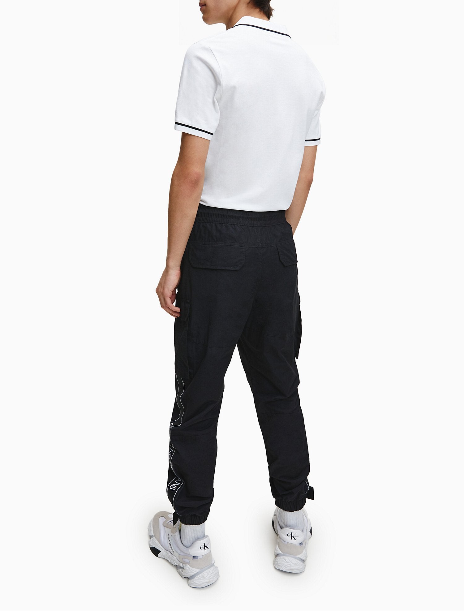 Calvin Klein Slim Fit Stretch Pique Monogram Logo Polo Shirt - Men
