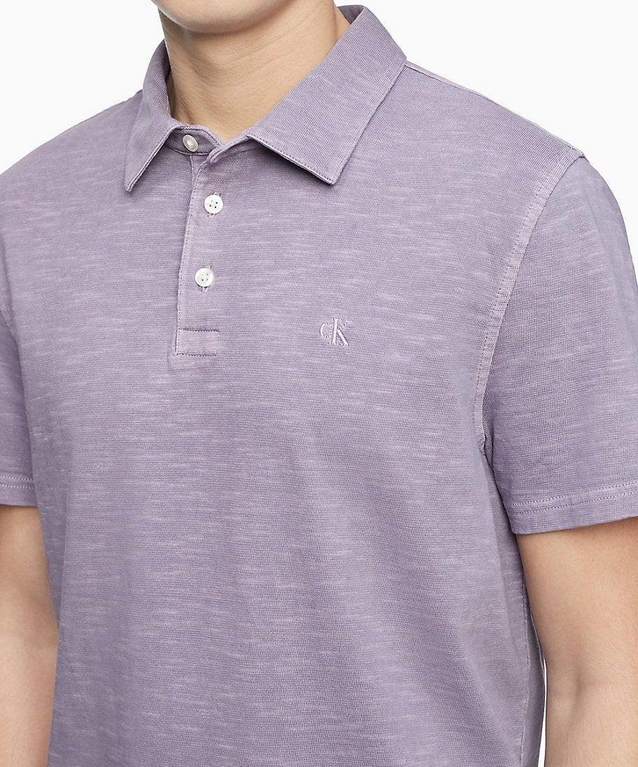 Calvin Klein Monogram Logo Slub Polo Shirt - Men