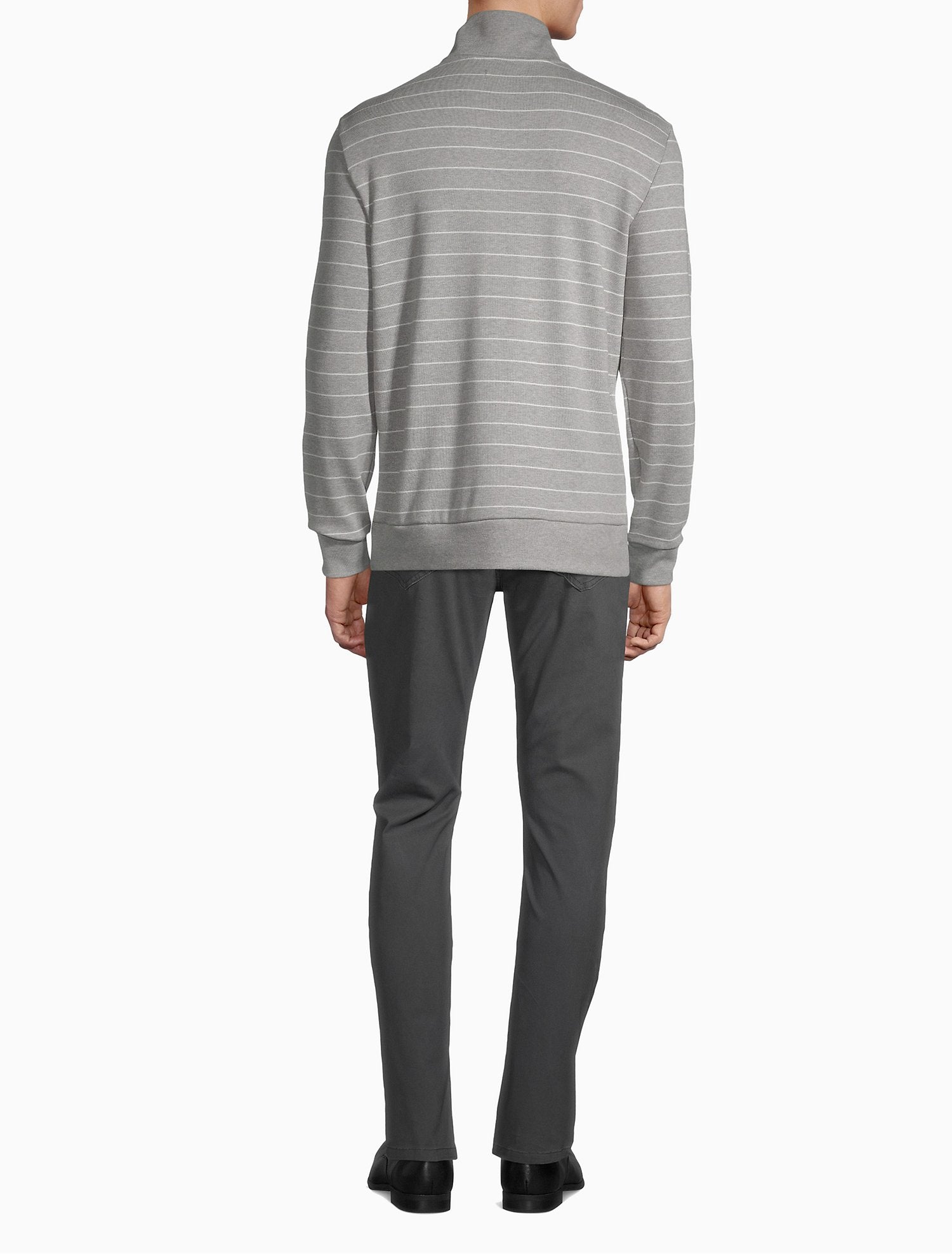 Calvin Klein Regular Fit Yarn-Dyed Stripe 1/2 Zip Sweatshirt - Men