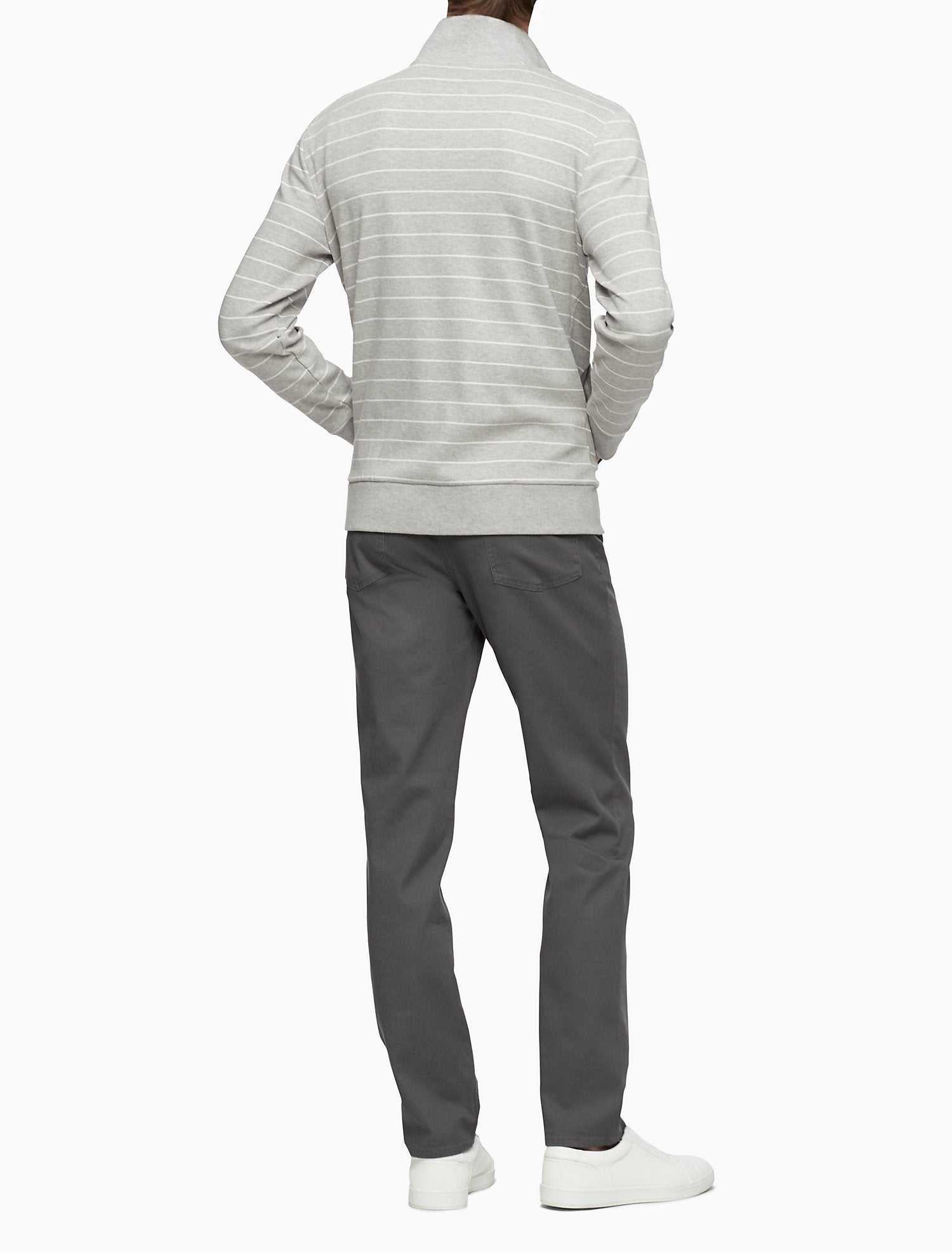 Calvin Klein Regular Fit Yarn-Dyed Stripe 1/2 Zip Sweatshirt - Men