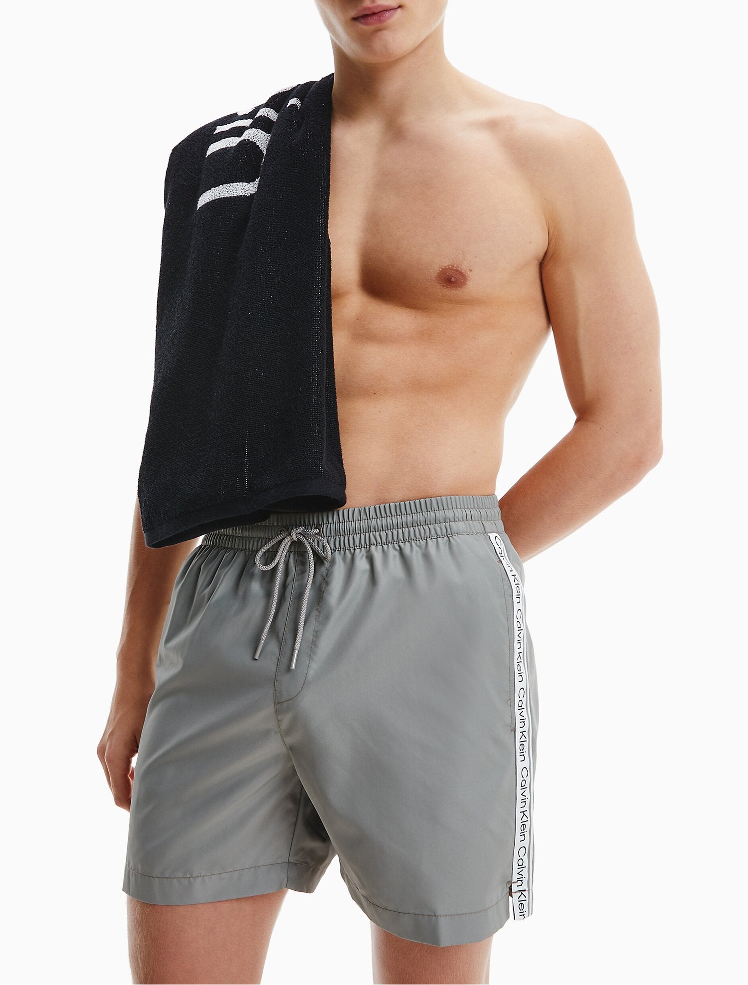 Calvin Klein Logo Tape Drawstring Short Swim Shorts - Men