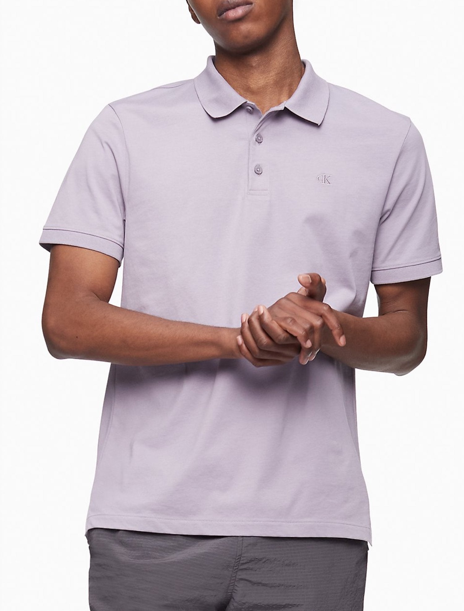 Calvin Klein Smooth Cotton Monogram Logo Polo Shirt - Men