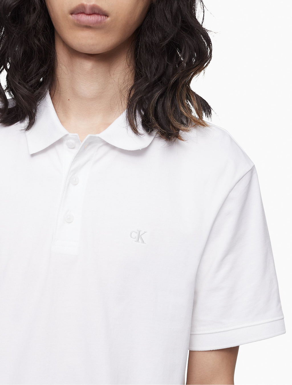 Calvin Klein Smooth Cotton Monogram Logo Polo Shirt - Men