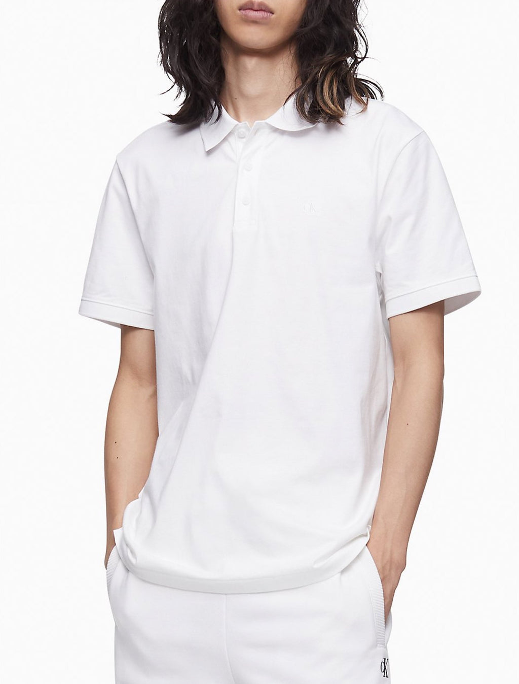 Calvin Klein Smooth Cotton Monogram Logo Polo Shirt - Men