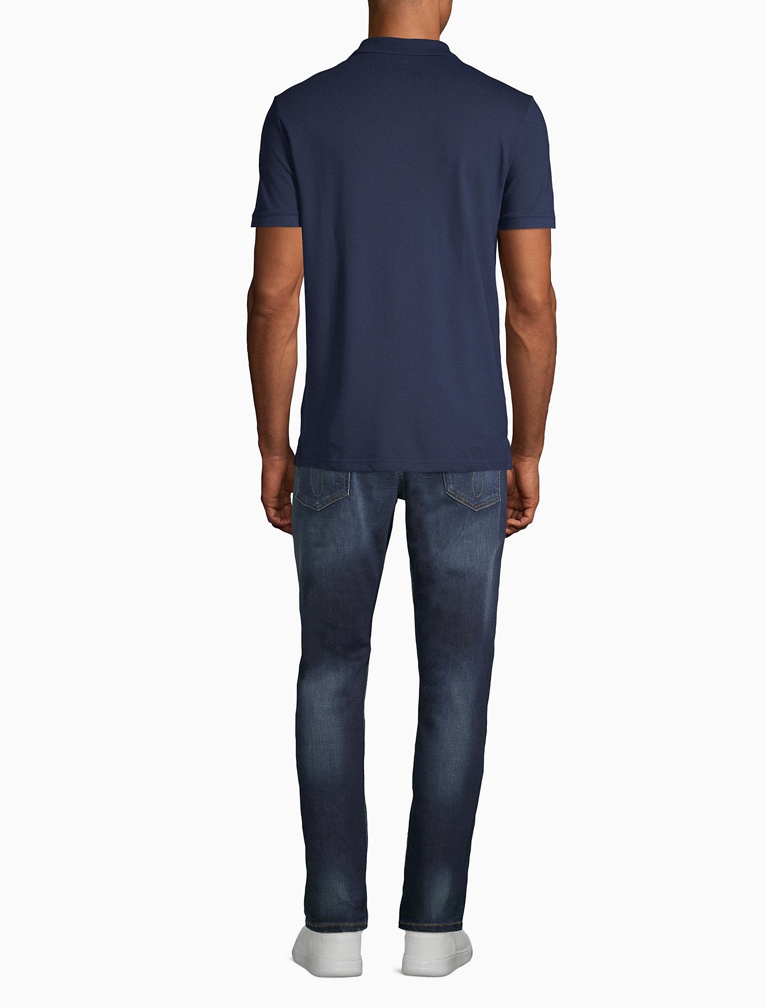 Calvin Klein Regular Fit Solid Pique Knit Polo Shirt - Men