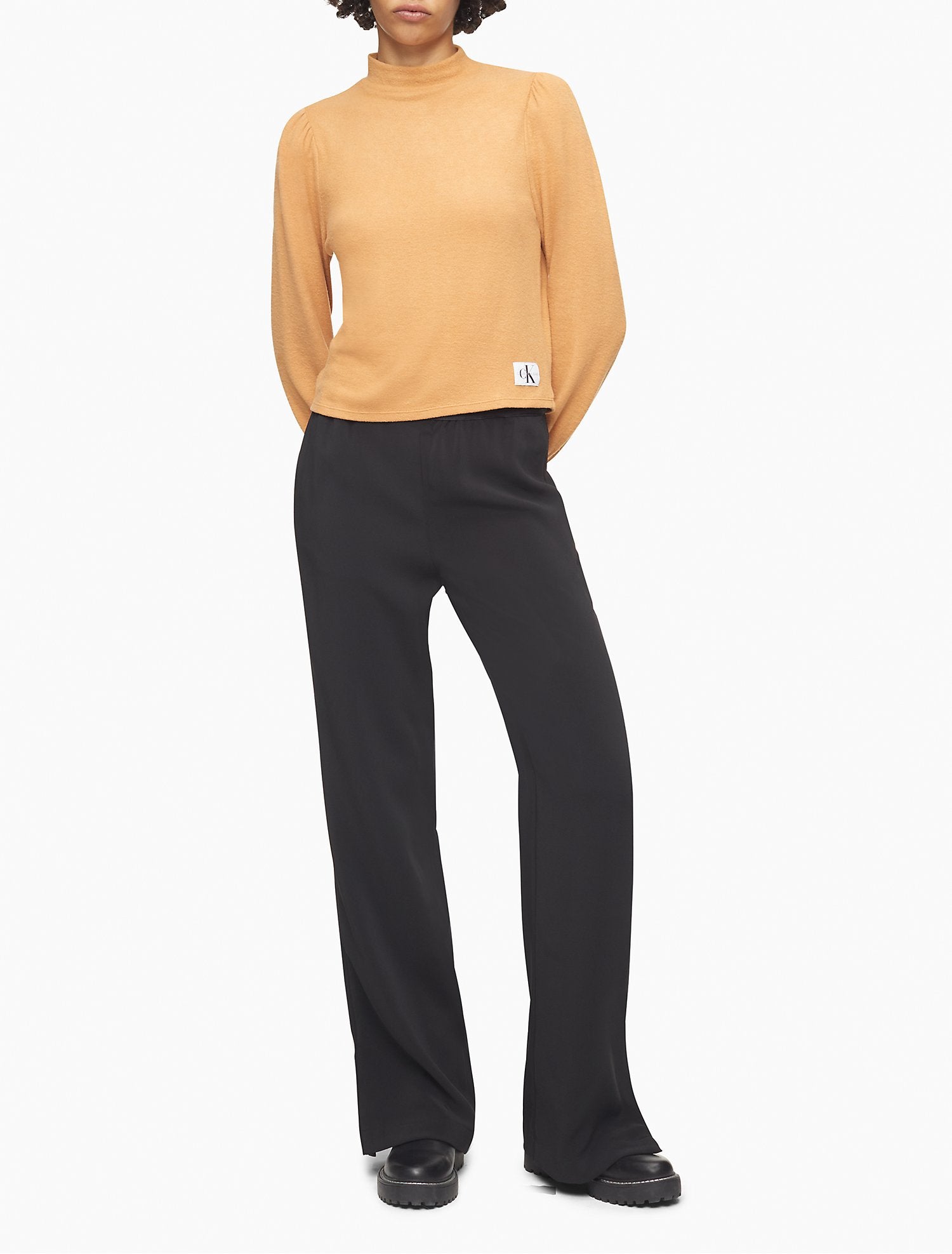 Calvin Klein Mock Neck Blouson Sleeve Sweater - Women